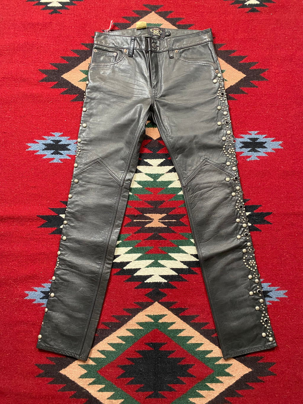 RRL Deadstock Leather Studded Rock 'N Roll Biker Pants