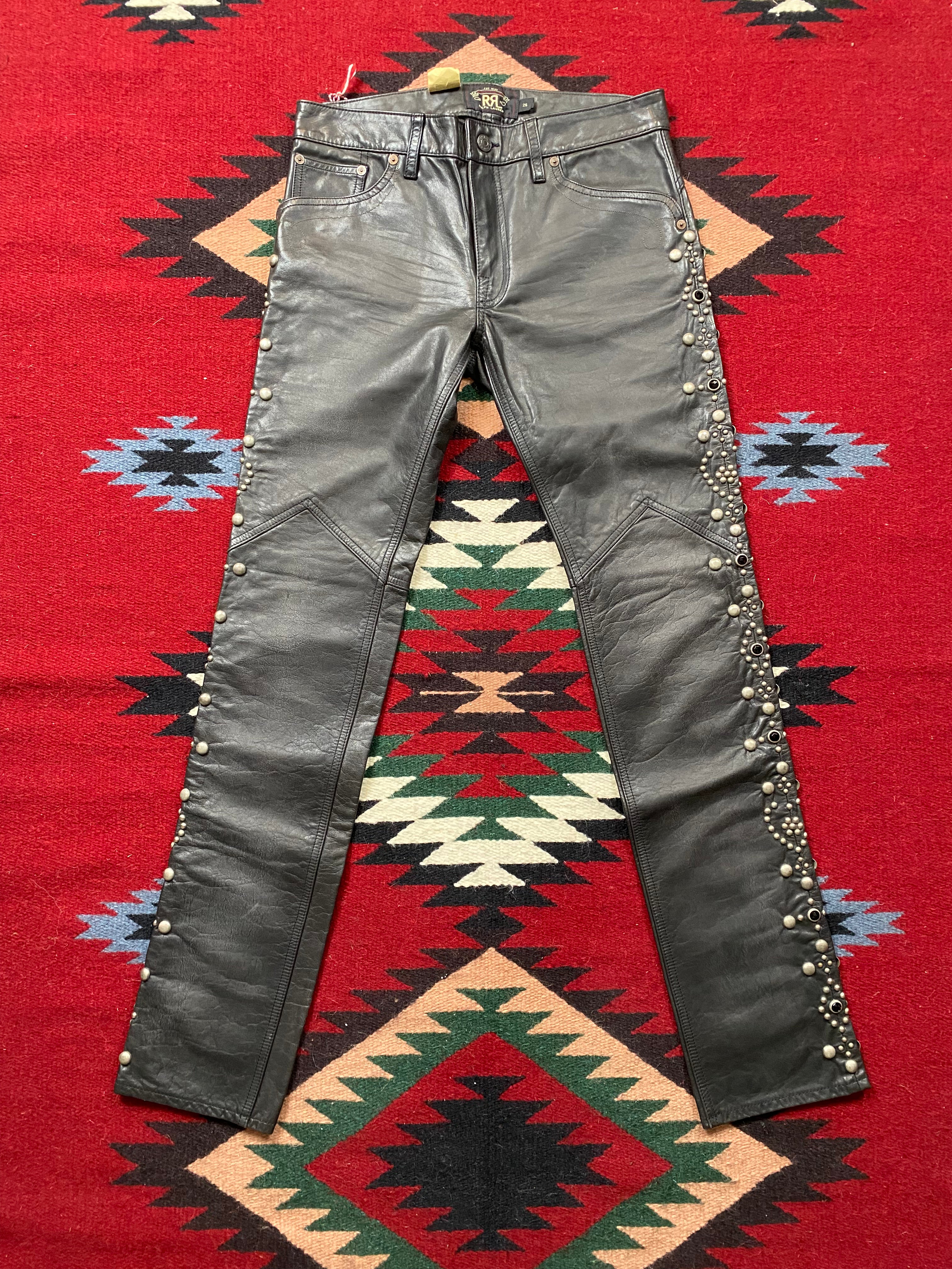 RRL Deadstock Leather Studded Rock 'N Roll Biker Pants