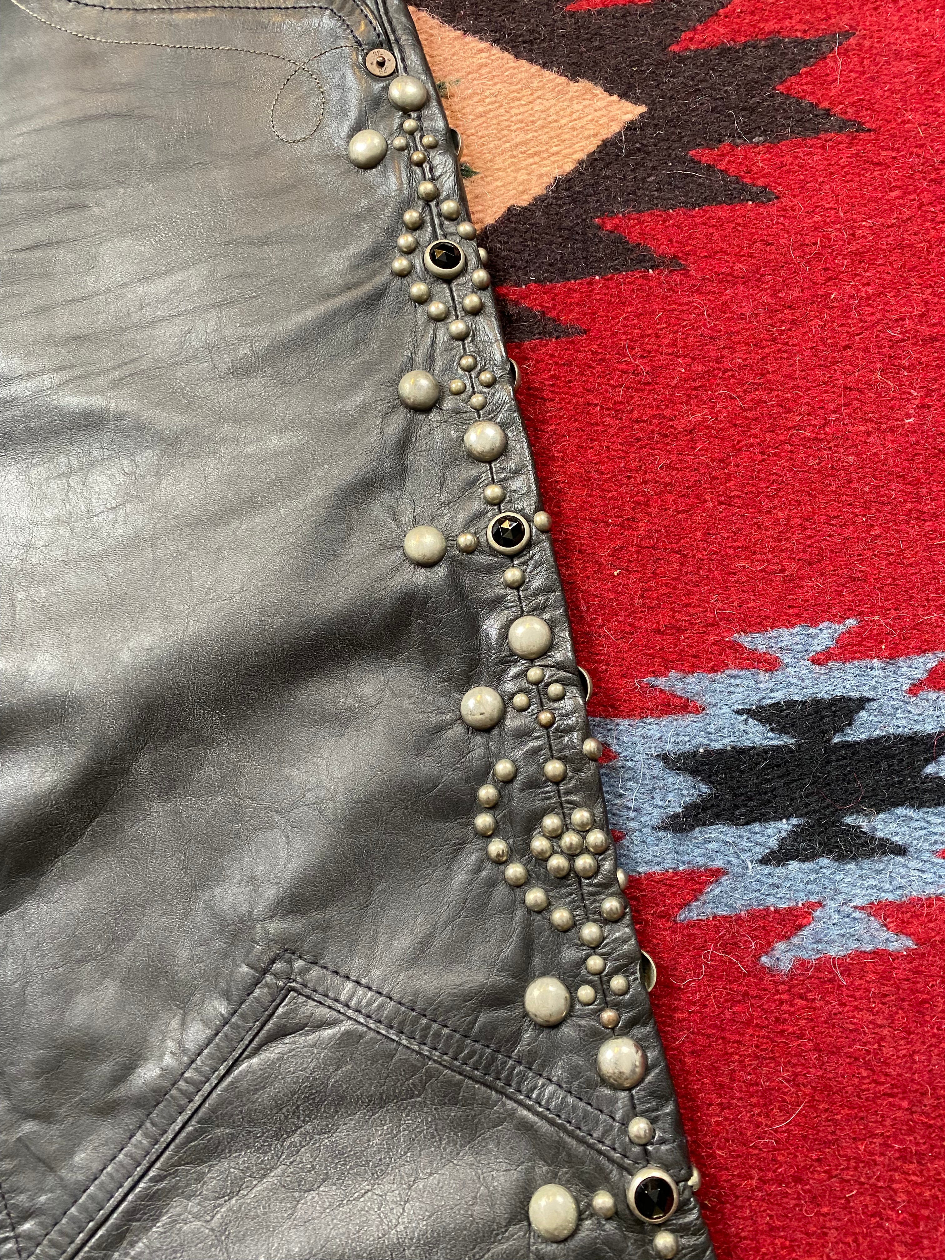 RRL Deadstock Leather Studded Rock 'N Roll Biker Pants