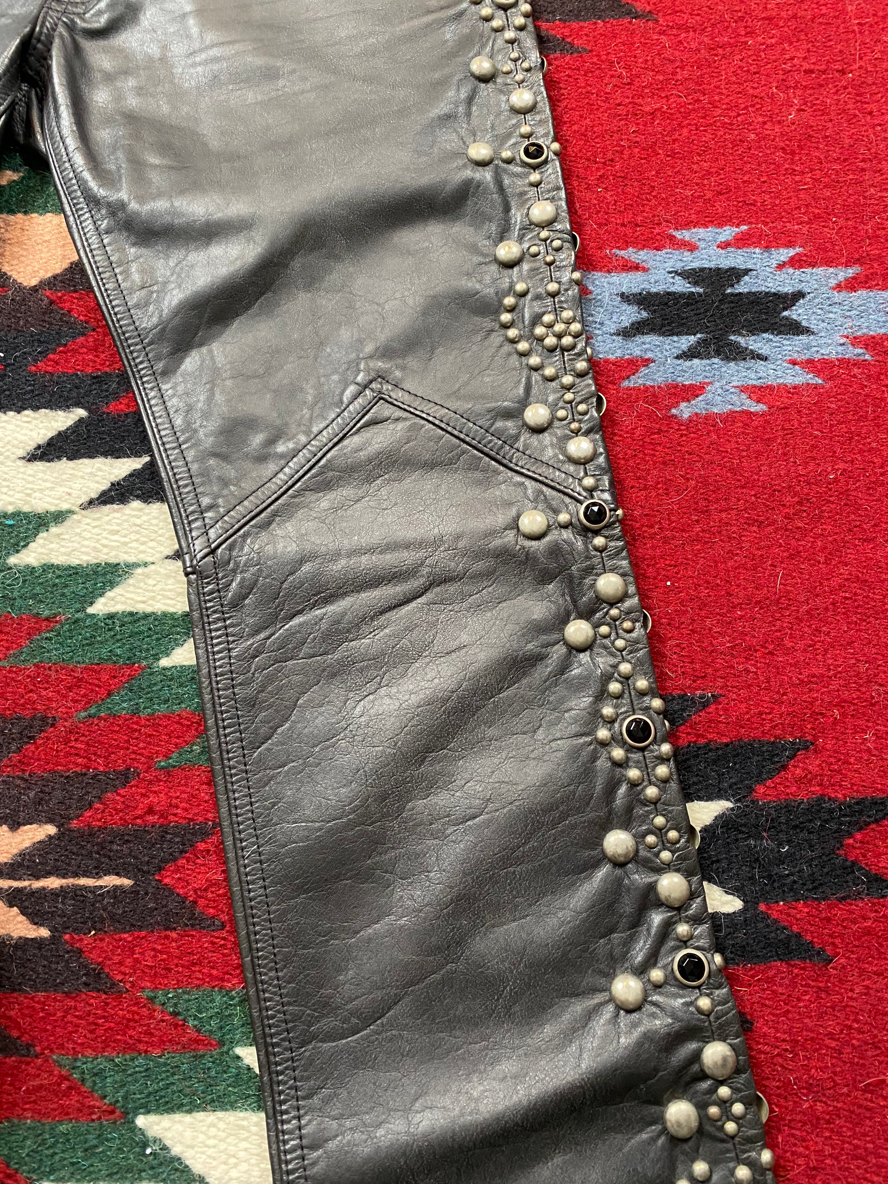 RRL Deadstock Leather Studded Rock 'N Roll Biker Pants