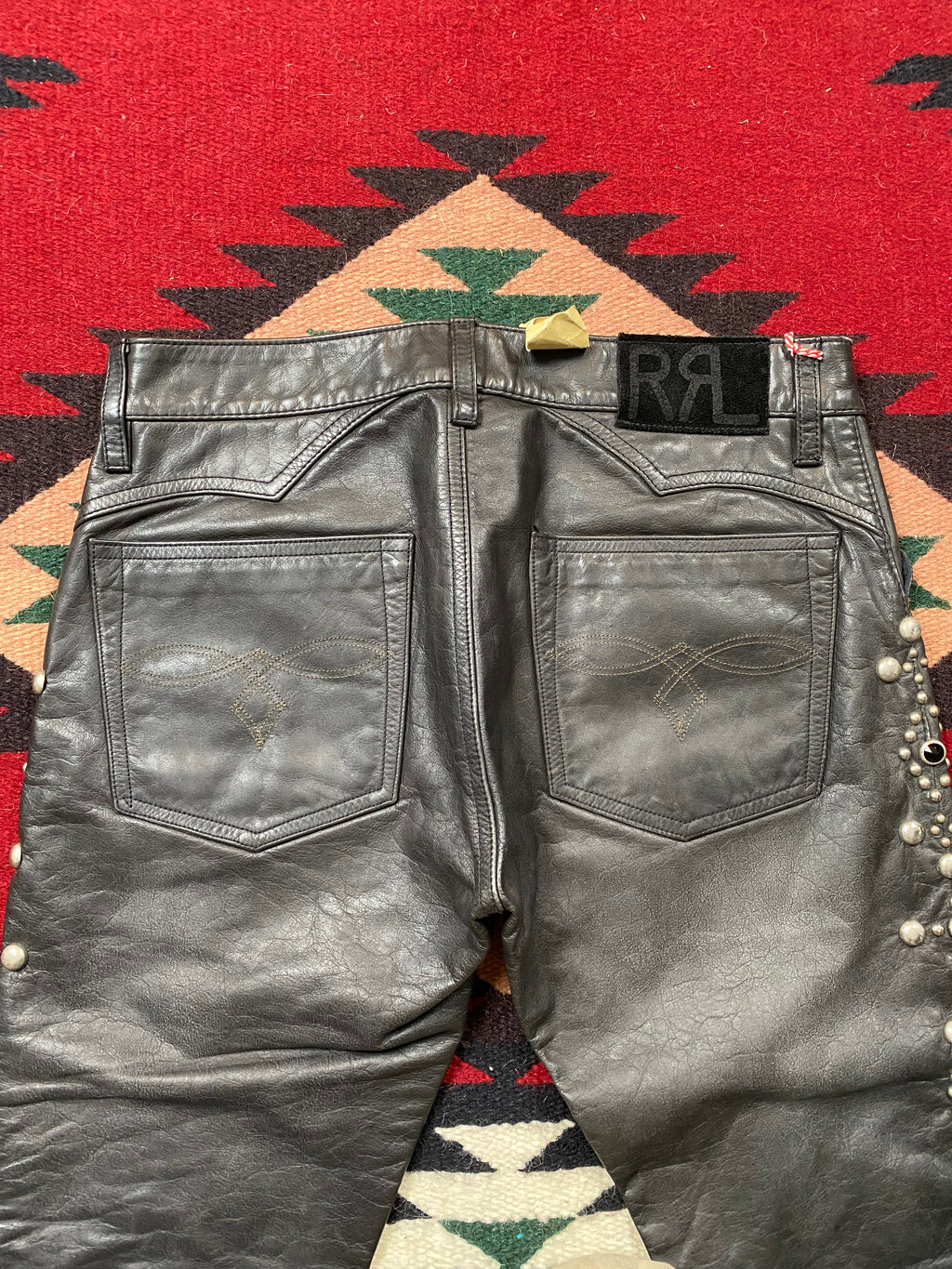 RRL Deadstock Leather Studded Rock 'N Roll Biker Pants