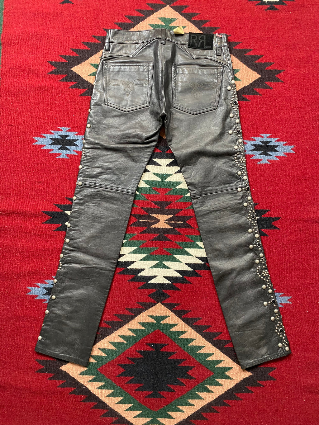 RRL Deadstock Leather Studded Rock 'N Roll Biker Pants