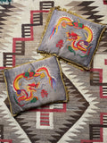 Chinese 1950's Silk Hand Embroidered Souvenir Pillows