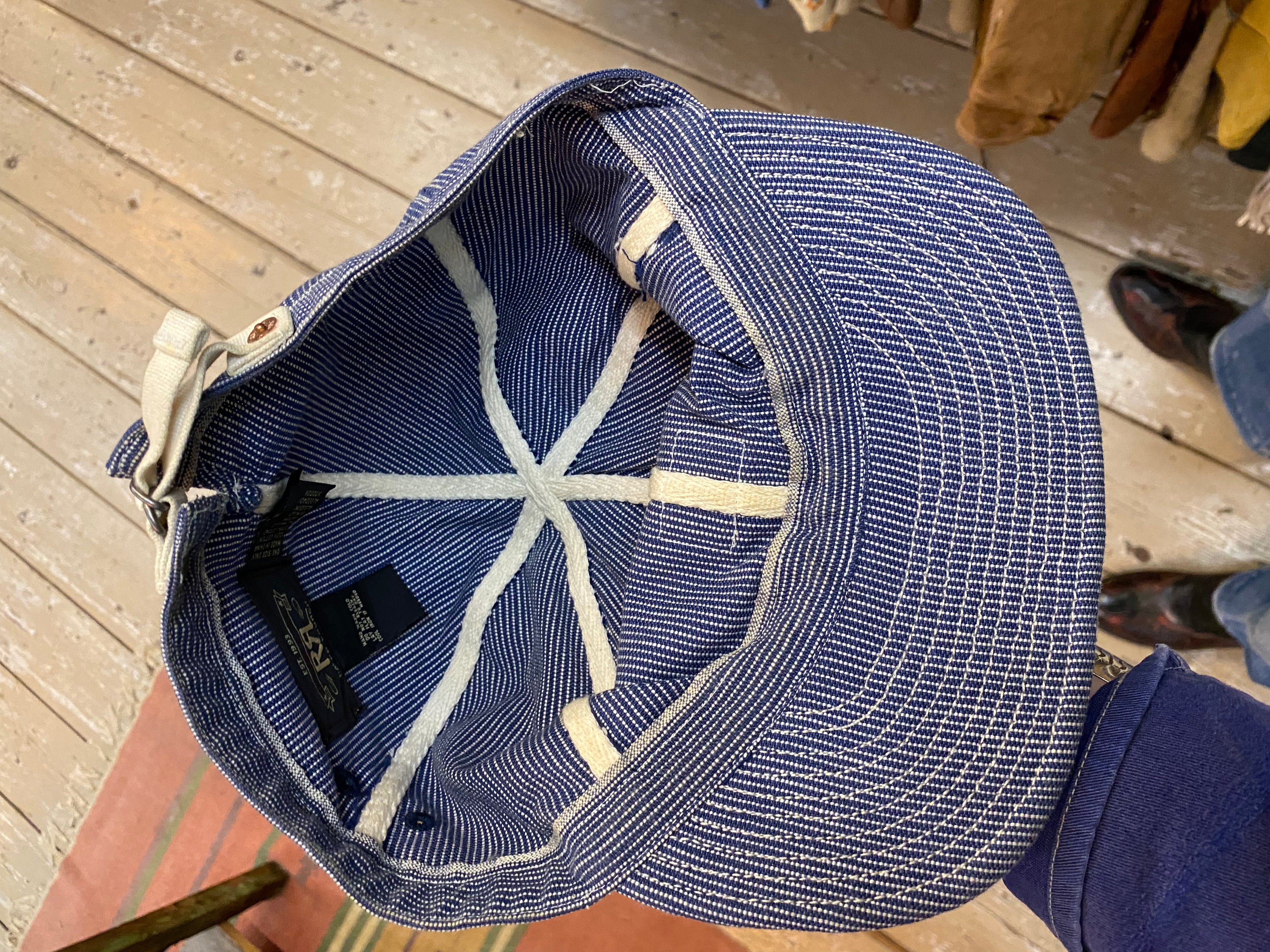 RRL Hickory Striped Worker Cap
