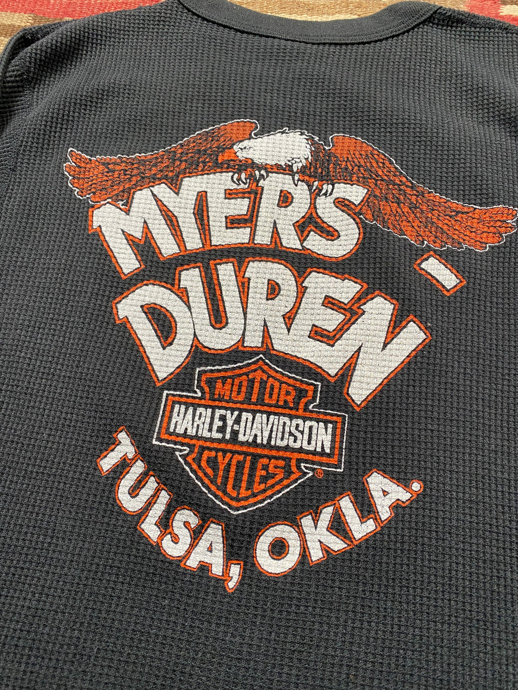 Harley Davidson 1970's Real Men Wear Black Waffle Shirt