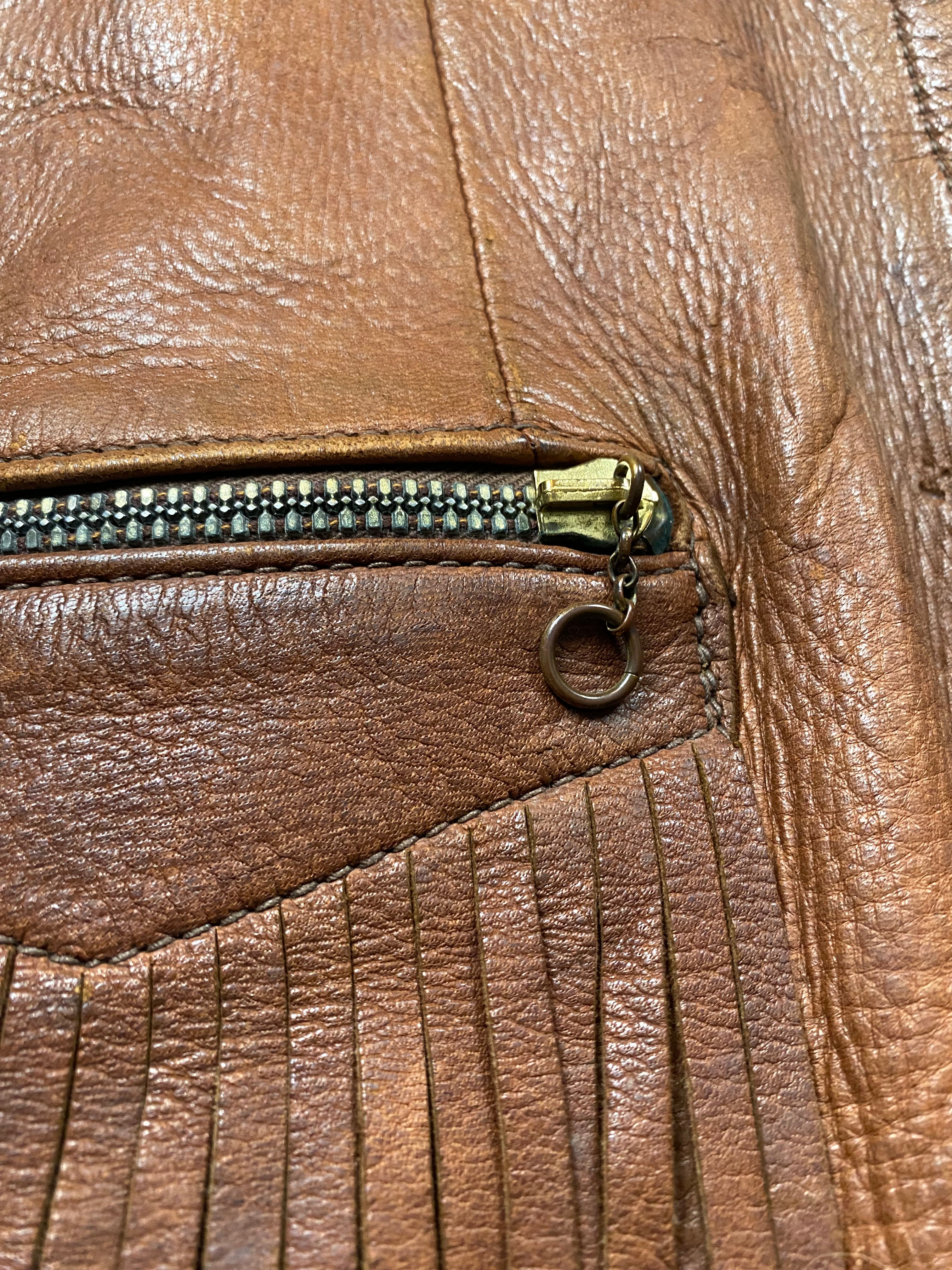 Uber 1950's Buckskin Zip-Up Fringe Jacket