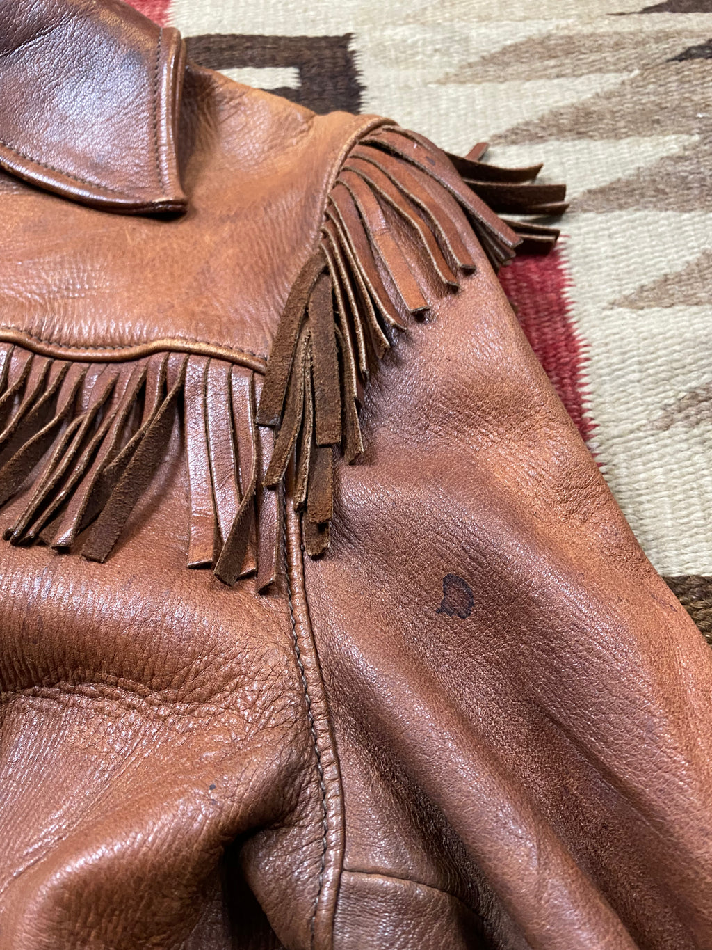 Uber 1950's Buckskin Zip-Up Fringe Jacket