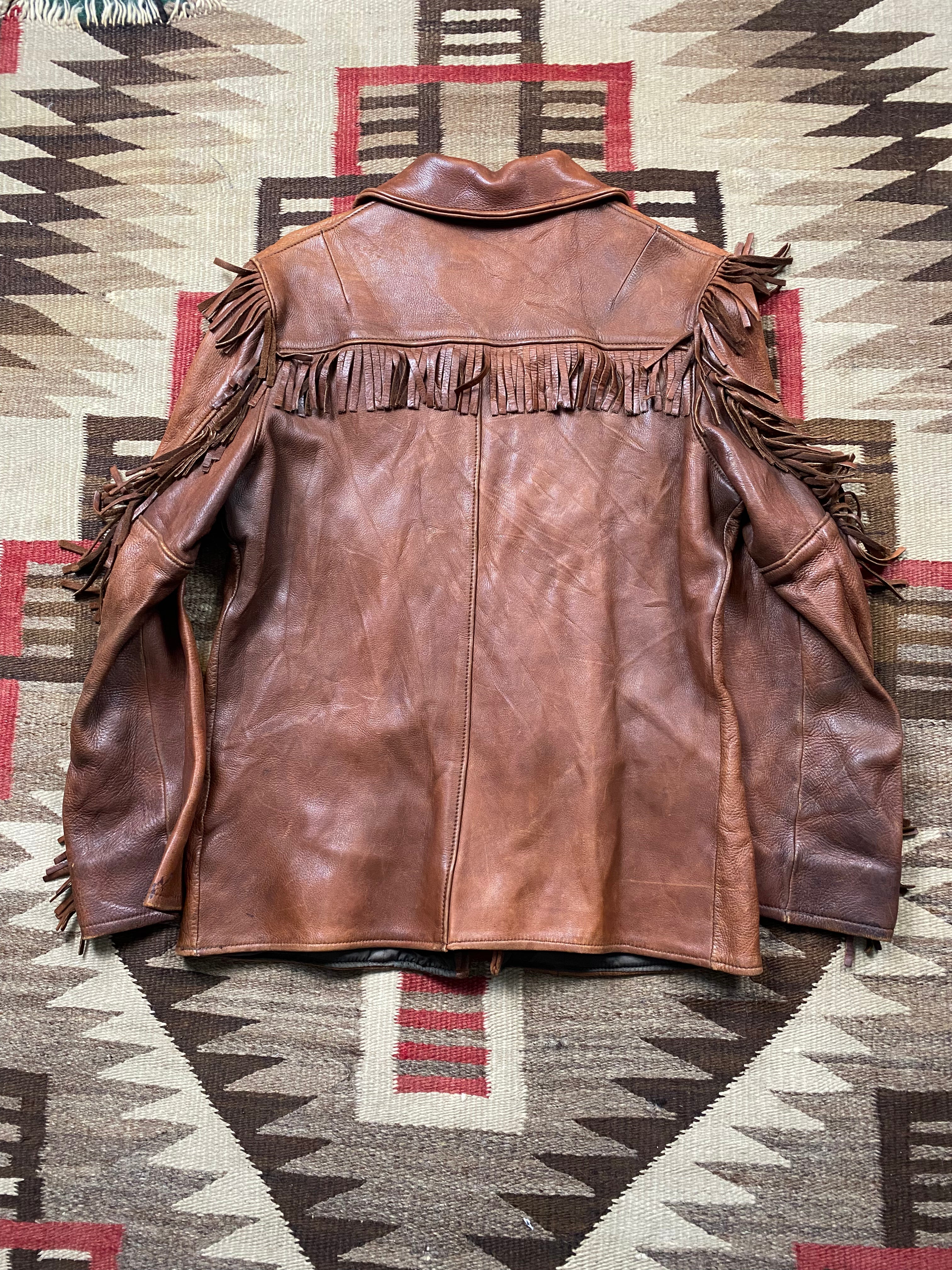 Uber 1950's Buckskin Zip-Up Fringe Jacket
