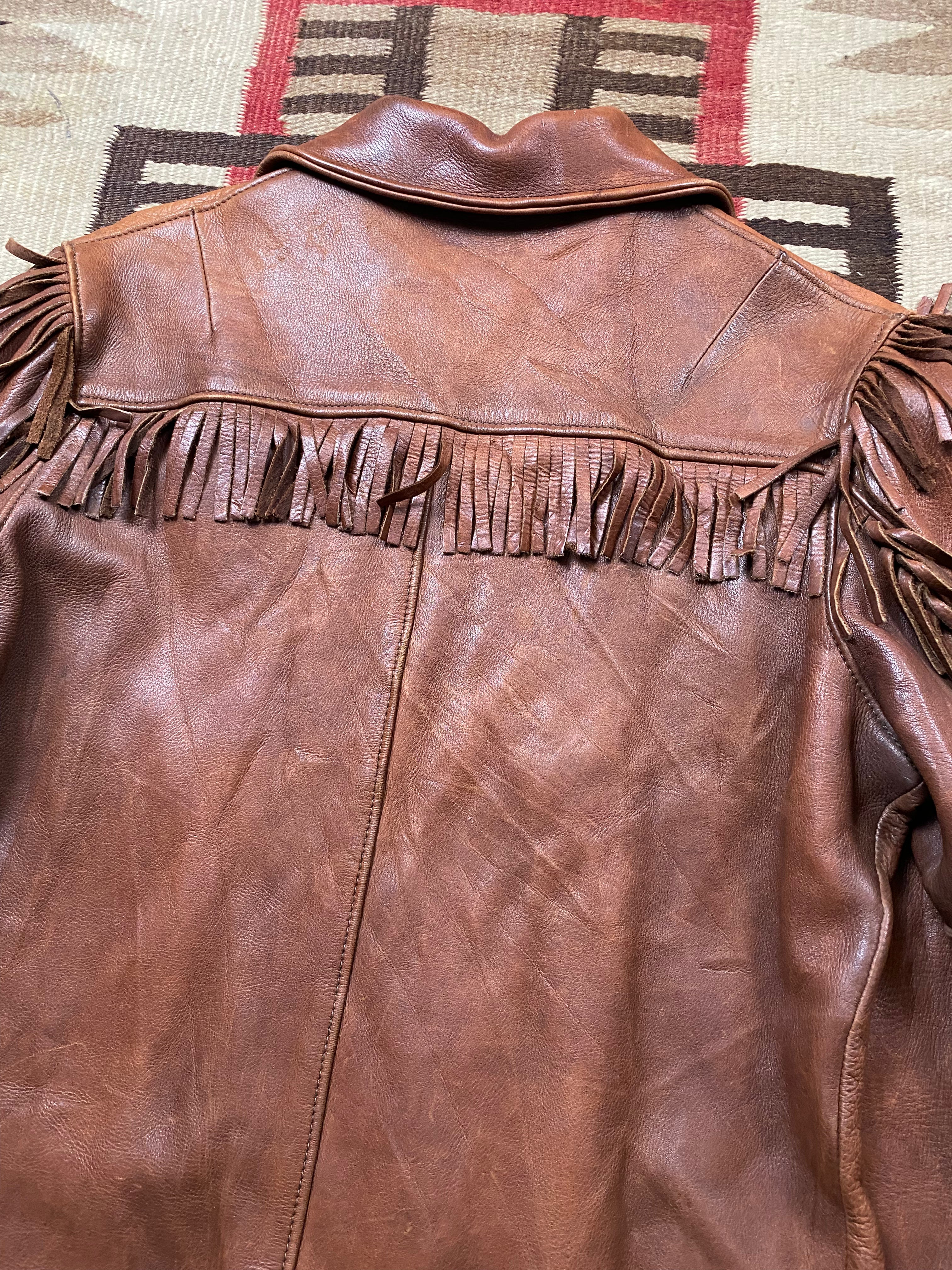 Uber 1950's Buckskin Zip-Up Fringe Jacket