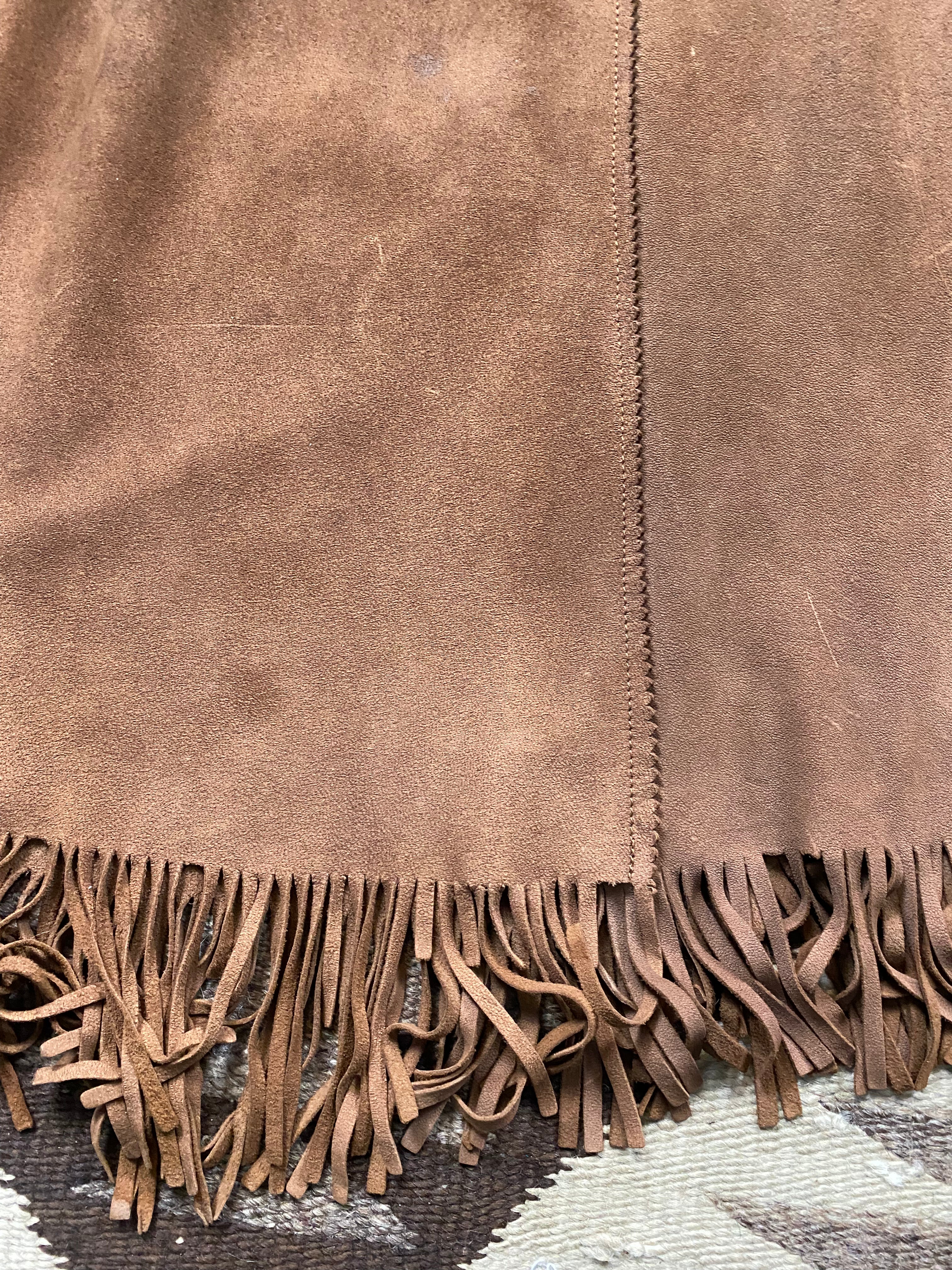 Ralph Lauren Country Deerskin Fringe Wrap Skirt