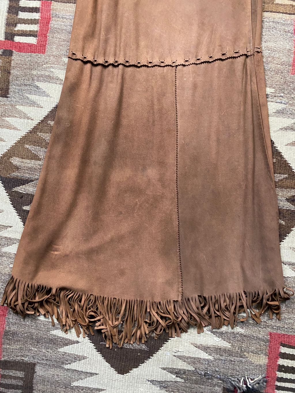 Ralph Lauren Country Deerskin Fringe Wrap Skirt
