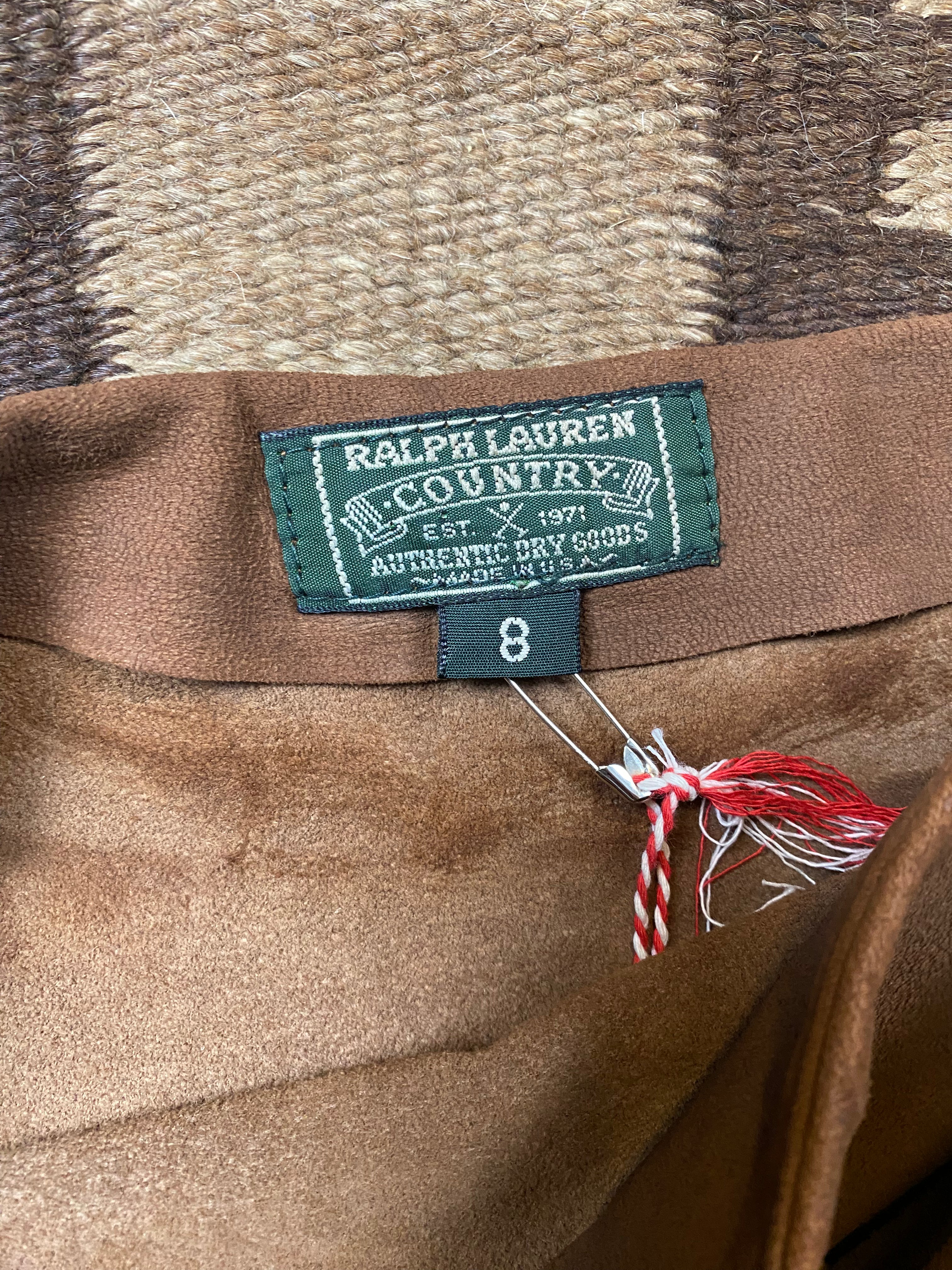 Ralph Lauren Country Deerskin Fringe Wrap Skirt