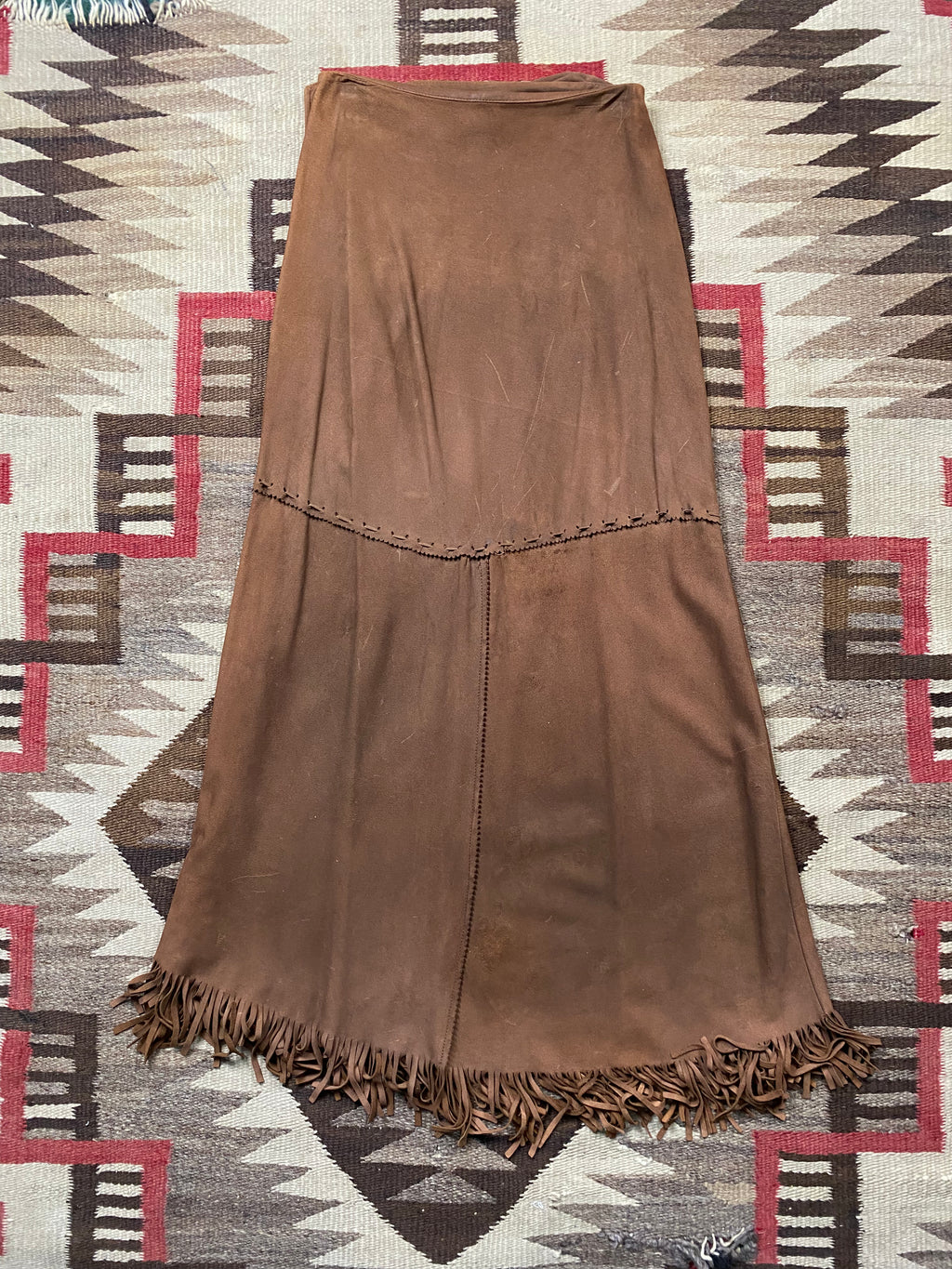 Ralph Lauren Country Deerskin Fringe Wrap Skirt