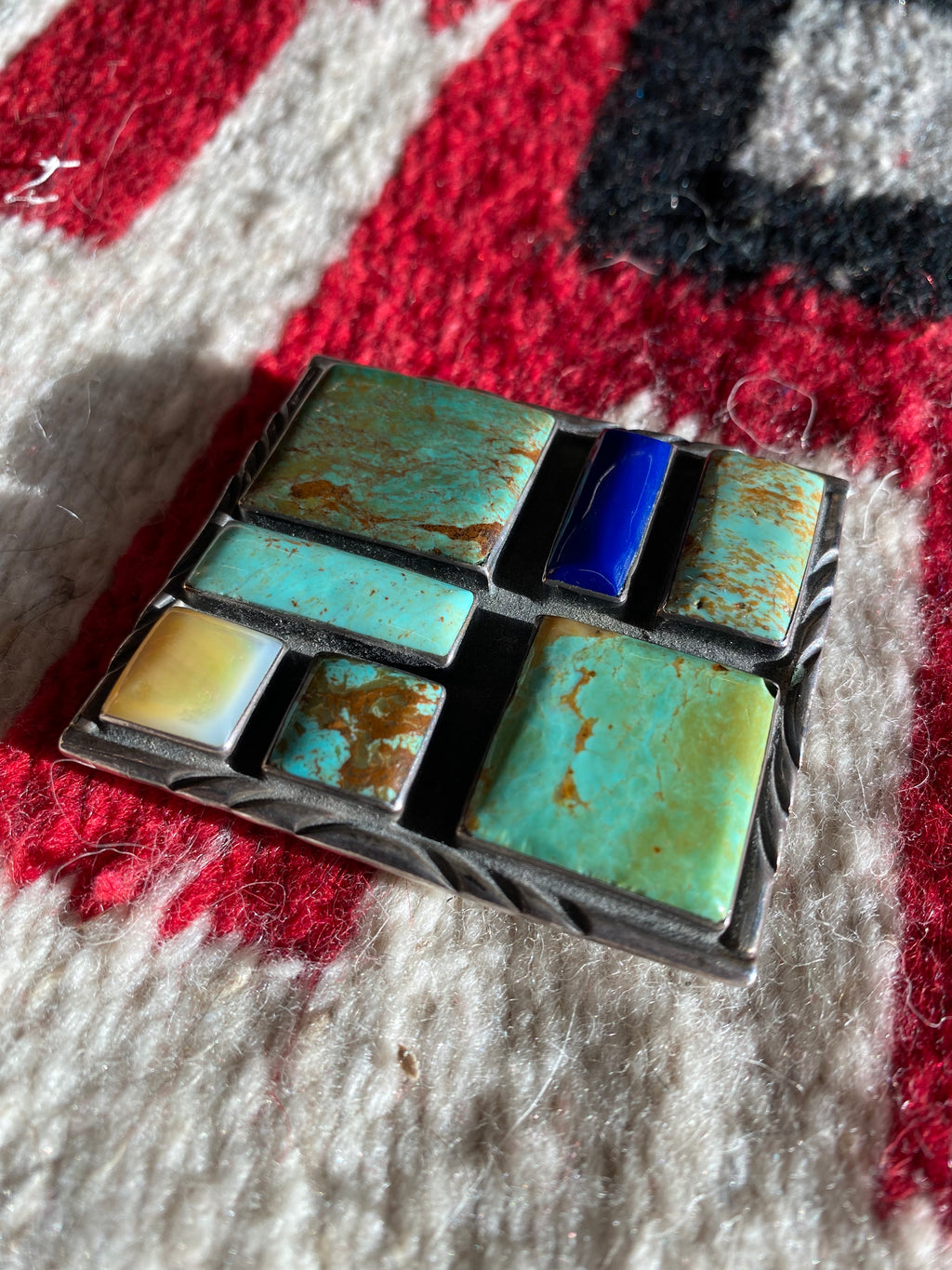 Ronnie Ramil Glodove Sterling Silver Inlay Belt Buckle