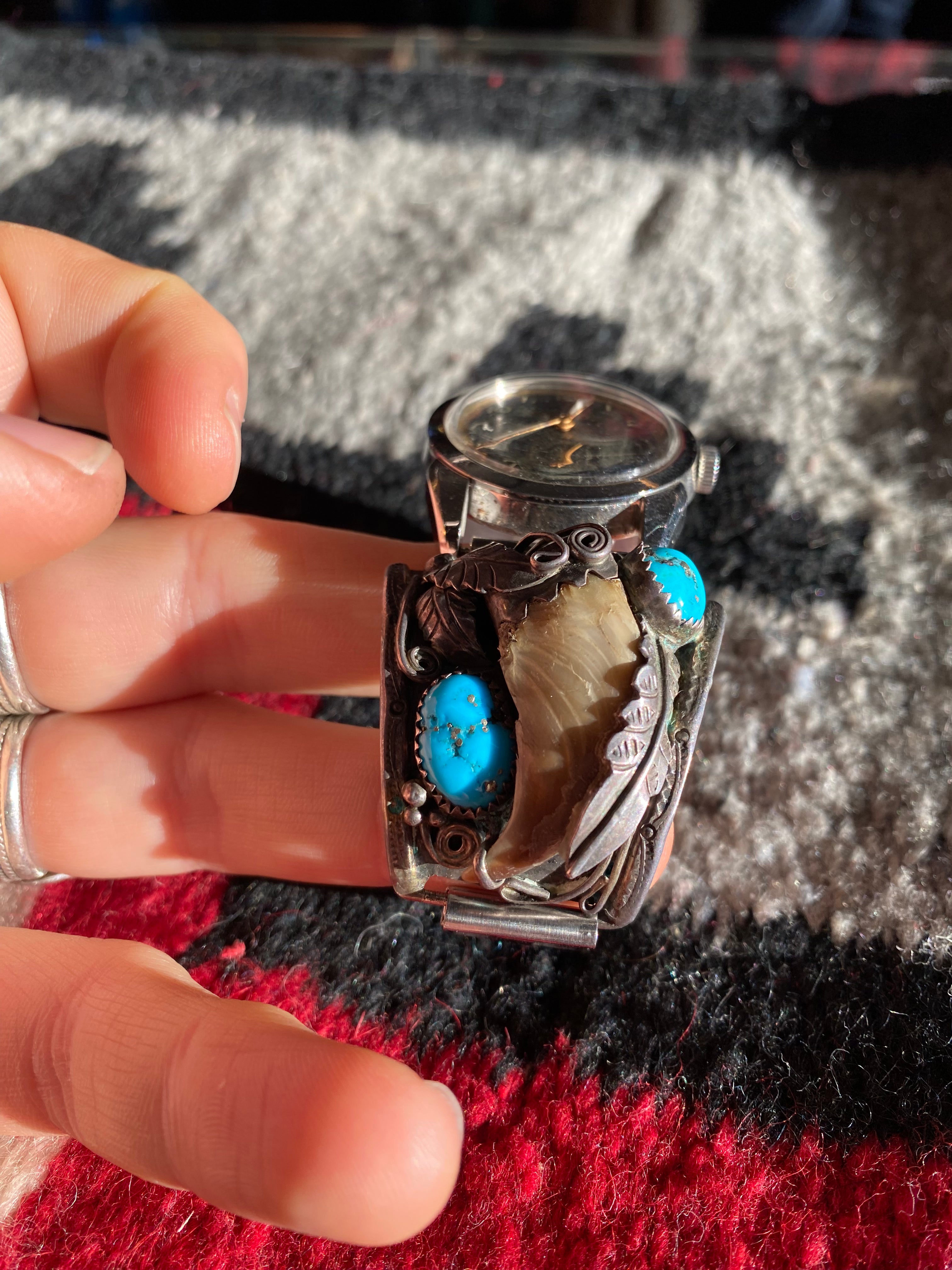 Dennis Kalisto Navajo Sterling Silver Watch Cuff With Old Pawn Verdal Watch
