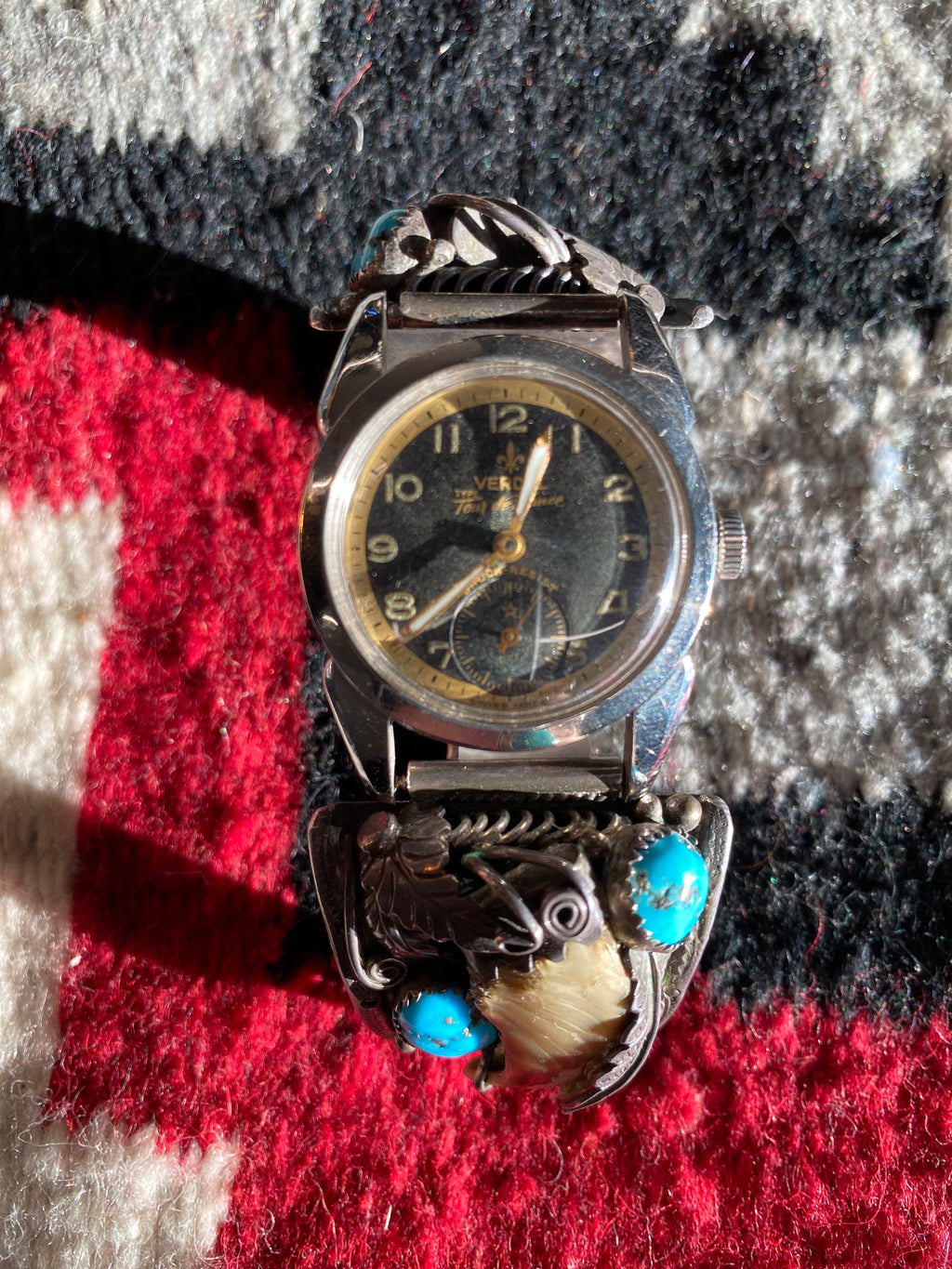 Dennis Kalisto Navajo Sterling Silver Watch Cuff With Old Pawn Verdal Watch
