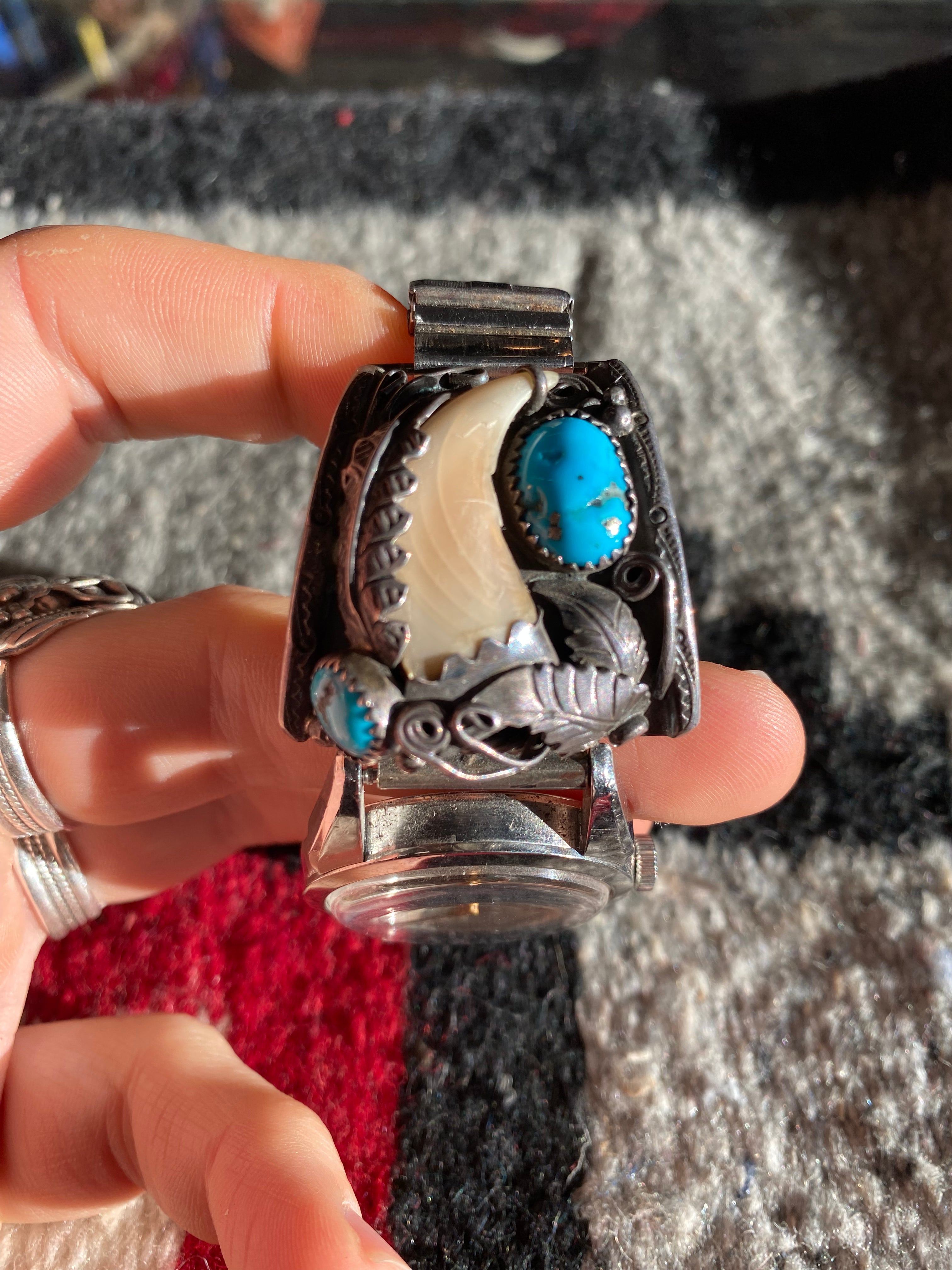 Dennis Kalisto Navajo Sterling Silver Watch Cuff With Old Pawn Verdal Watch
