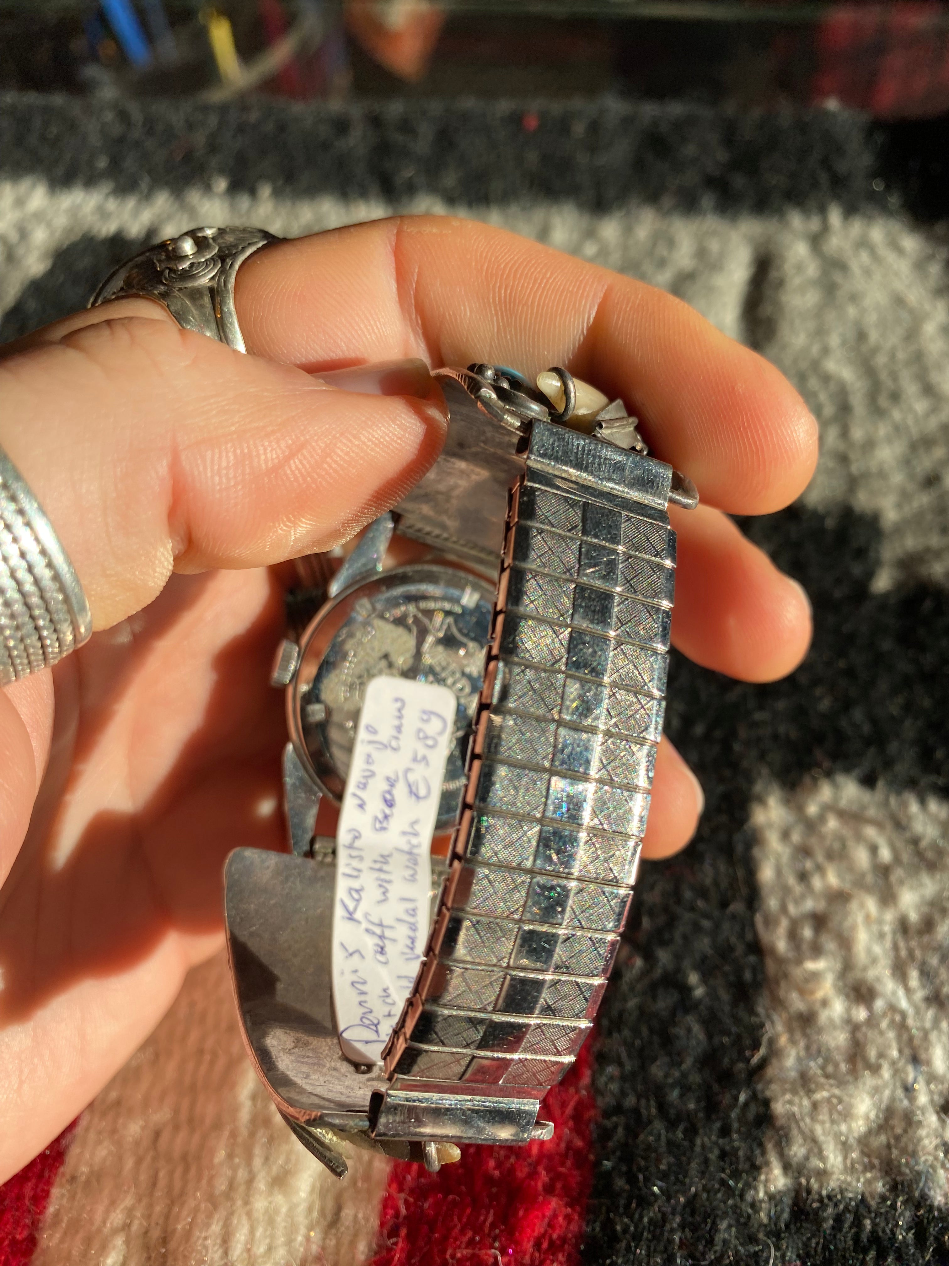 Dennis Kalisto Navajo Sterling Silver Watch Cuff With Old Pawn Verdal Watch