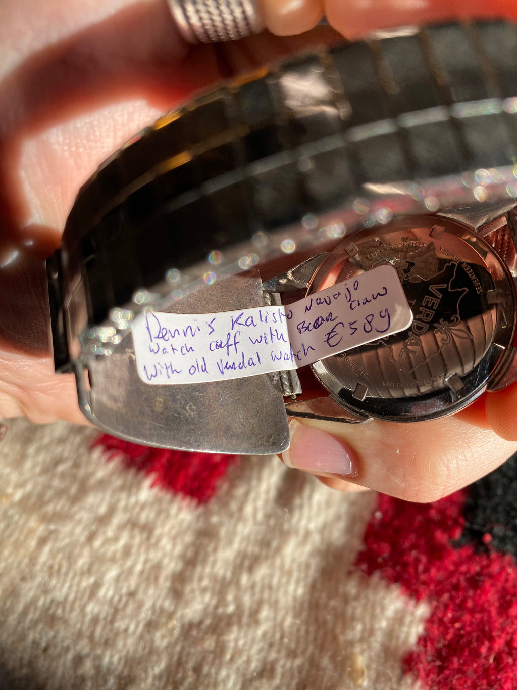 Dennis Kalisto Navajo Sterling Silver Watch Cuff With Old Pawn Verdal Watch