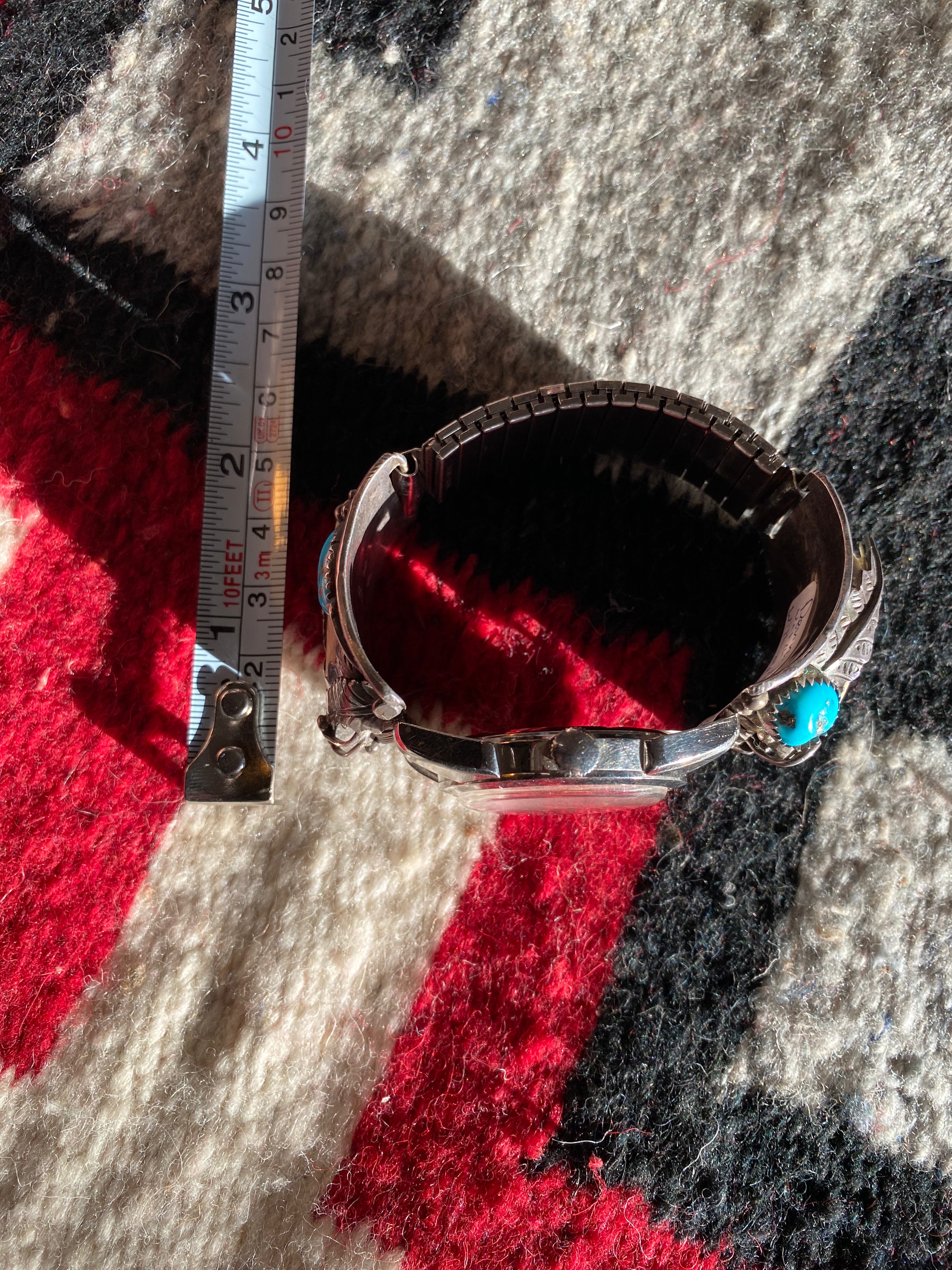 Dennis Kalisto Navajo Sterling Silver Watch Cuff With Old Pawn Verdal Watch