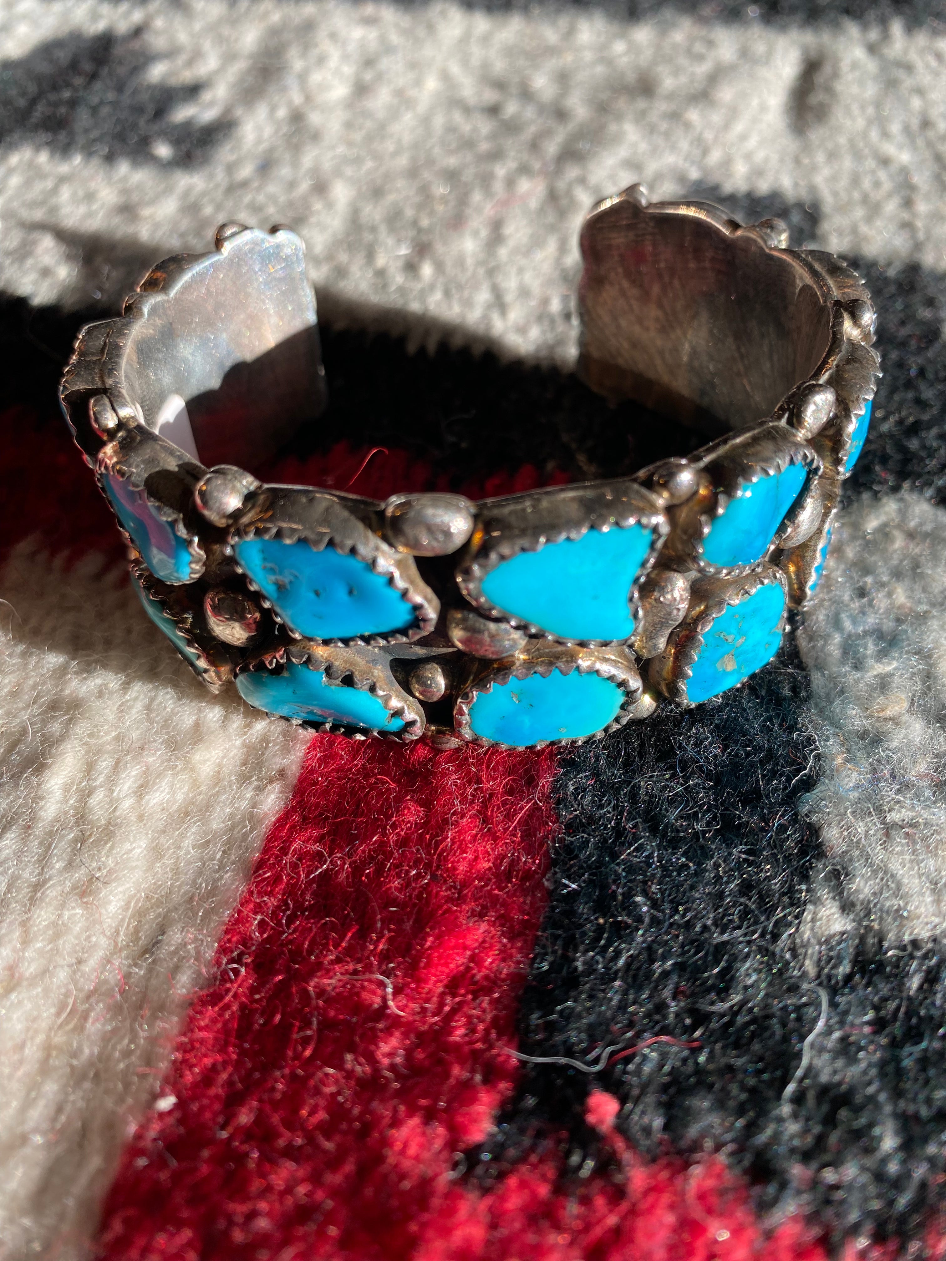 Sterling Silver Navajo Cuff With Turquoise Chunks