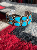 Sterling Silver Navajo Cuff With Turquoise Chunks