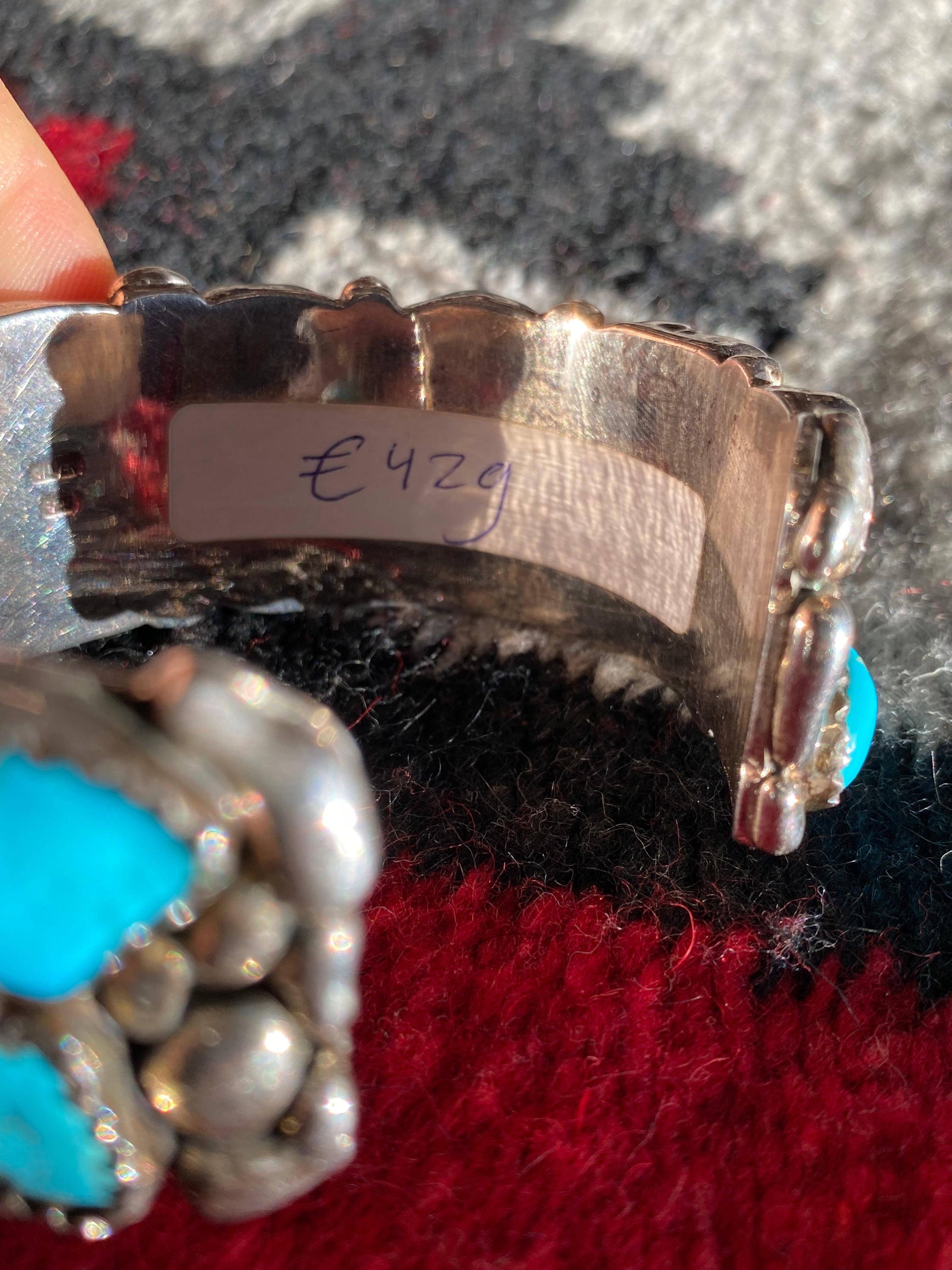 Sterling Silver Navajo Cuff With Turquoise Chunks