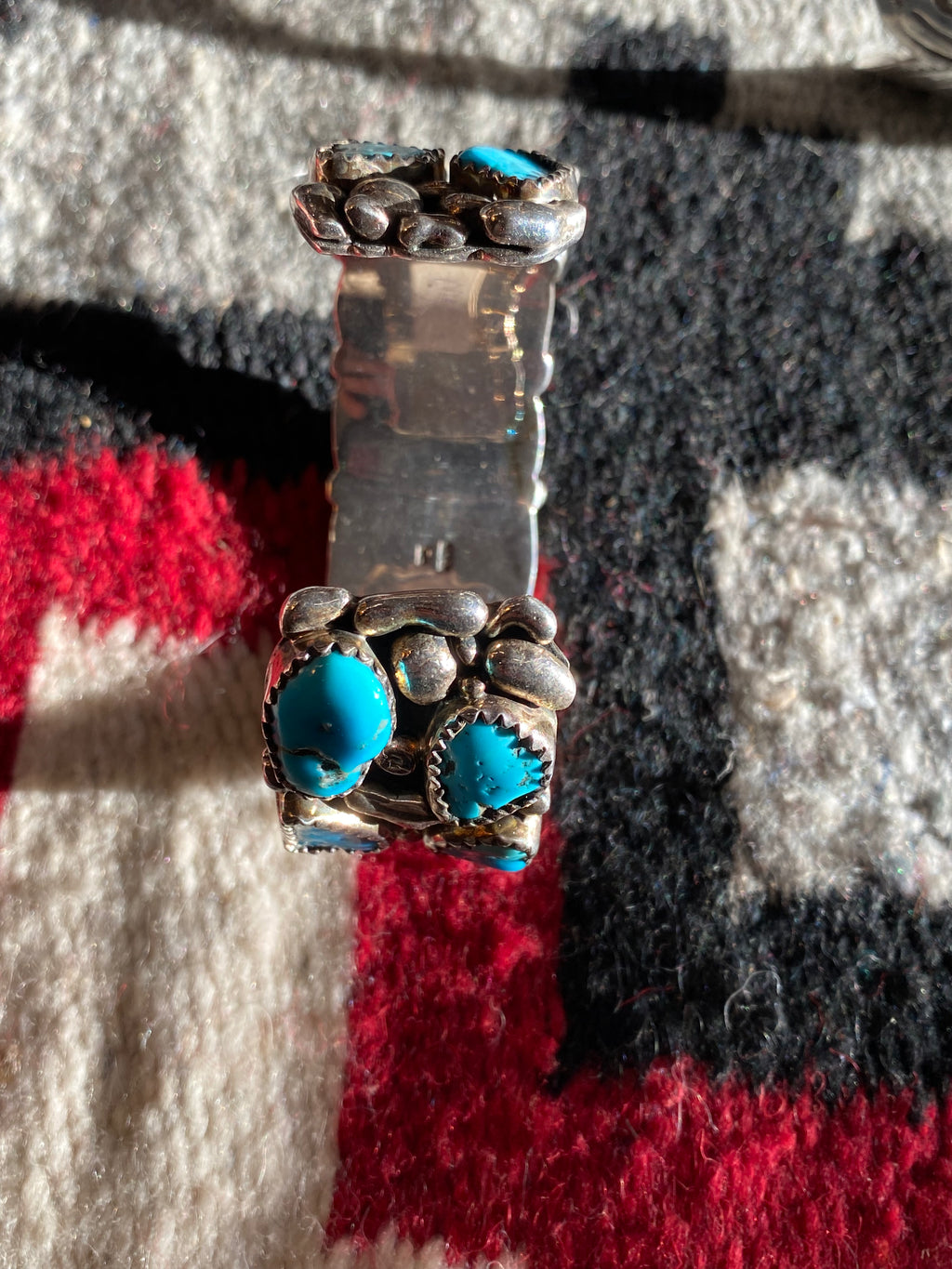 Sterling Silver Navajo Cuff With Turquoise Chunks