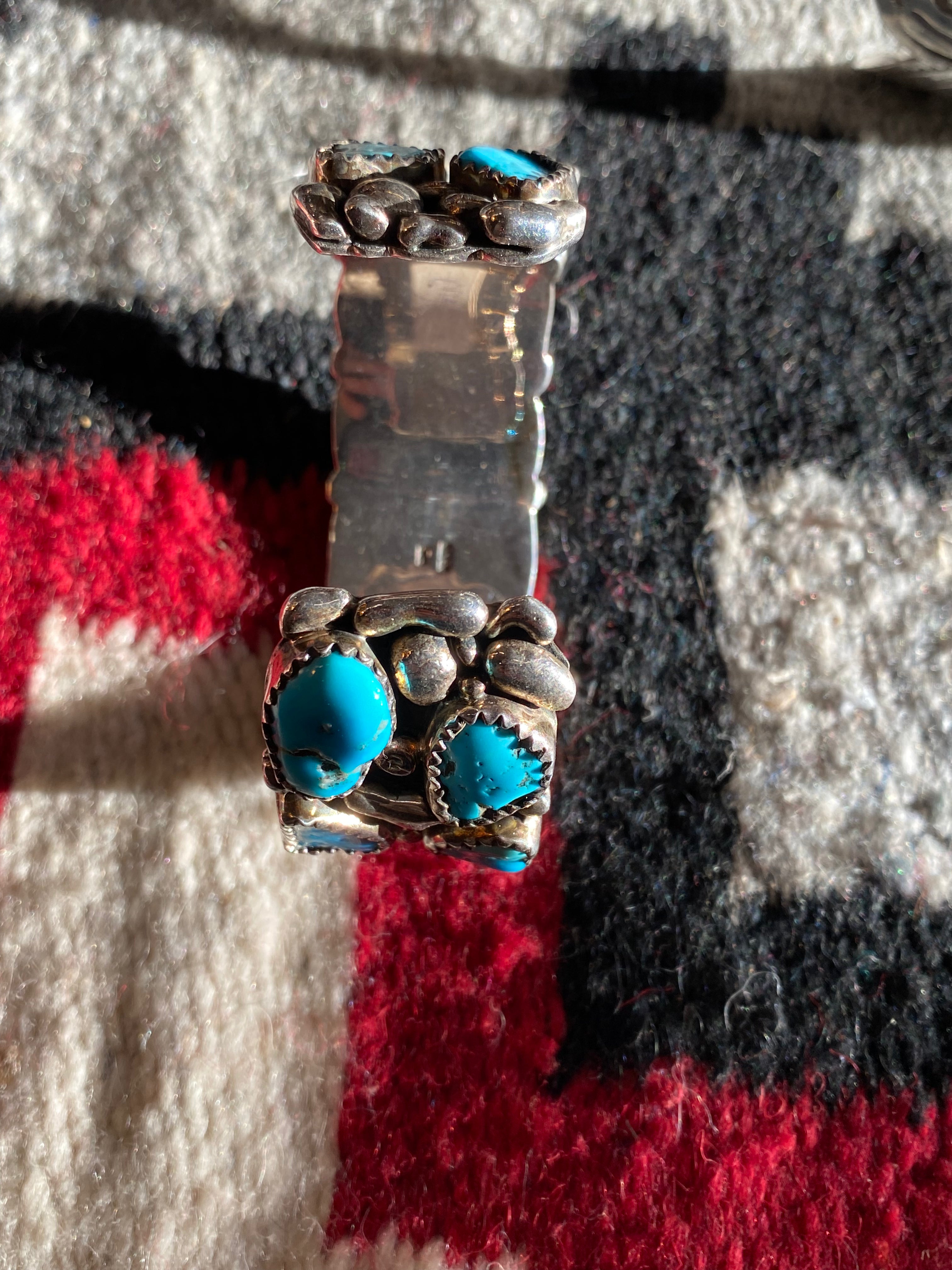 Sterling Silver Navajo Cuff With Turquoise Chunks
