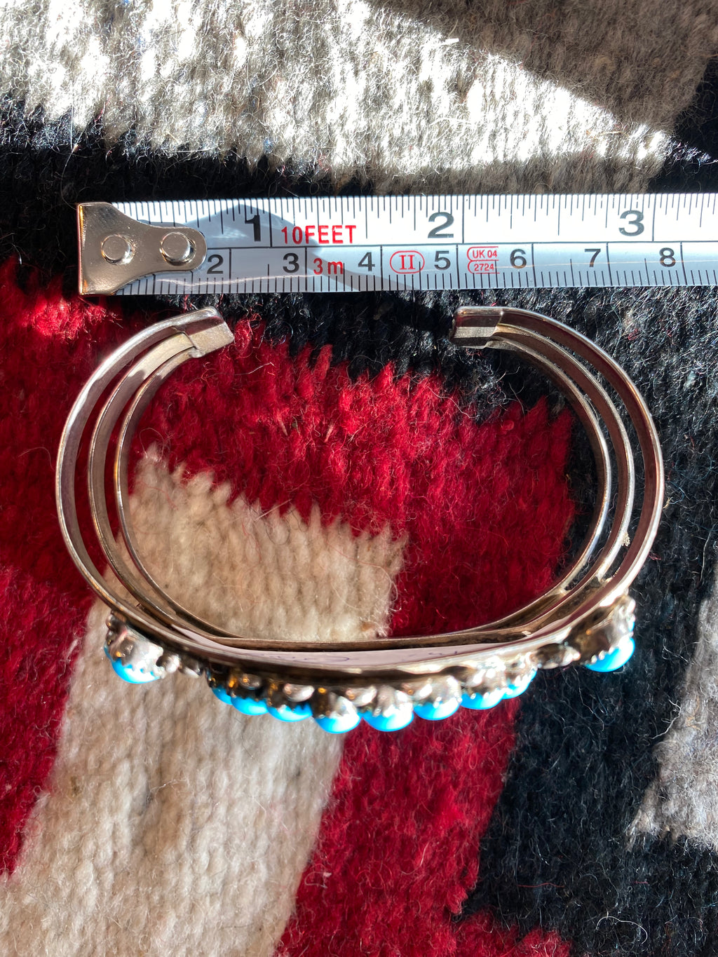 Navajo Sterling Silver Coral & Kingman Turquoise Teardrops Cuff