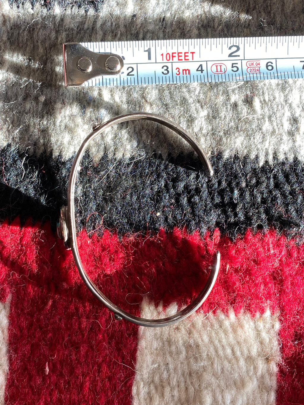 Old Pawn Sterling Silver Navajo Cuff With Turquoise Inlay