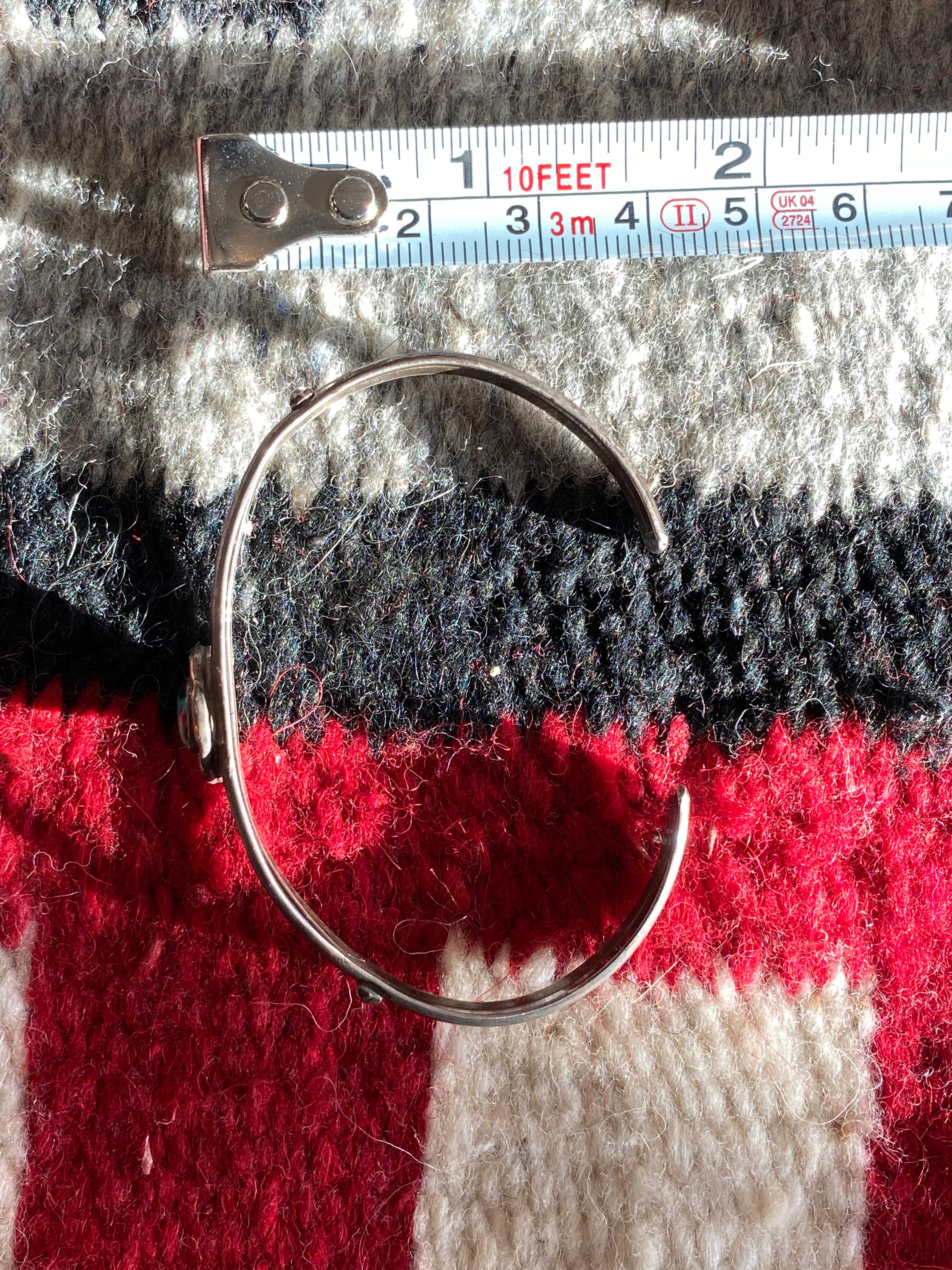 Old Pawn Sterling Silver Navajo Cuff With Turquoise Inlay