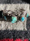 Chunky Turquoise Sterling Silver Navajo Cuff