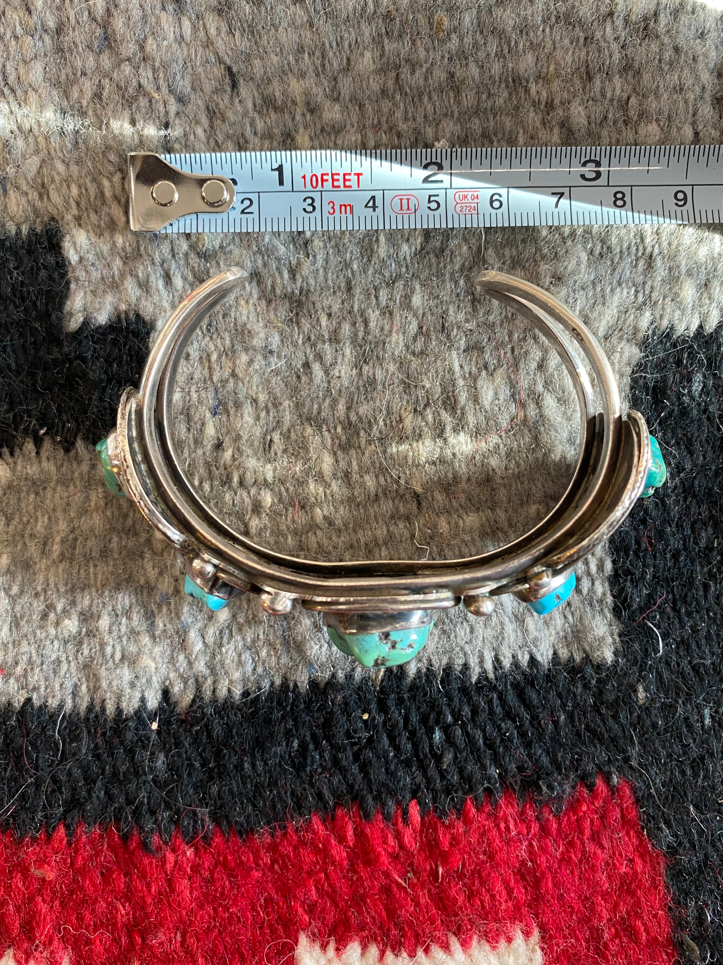 Chunky Turquoise Sterling Silver Navajo Cuff