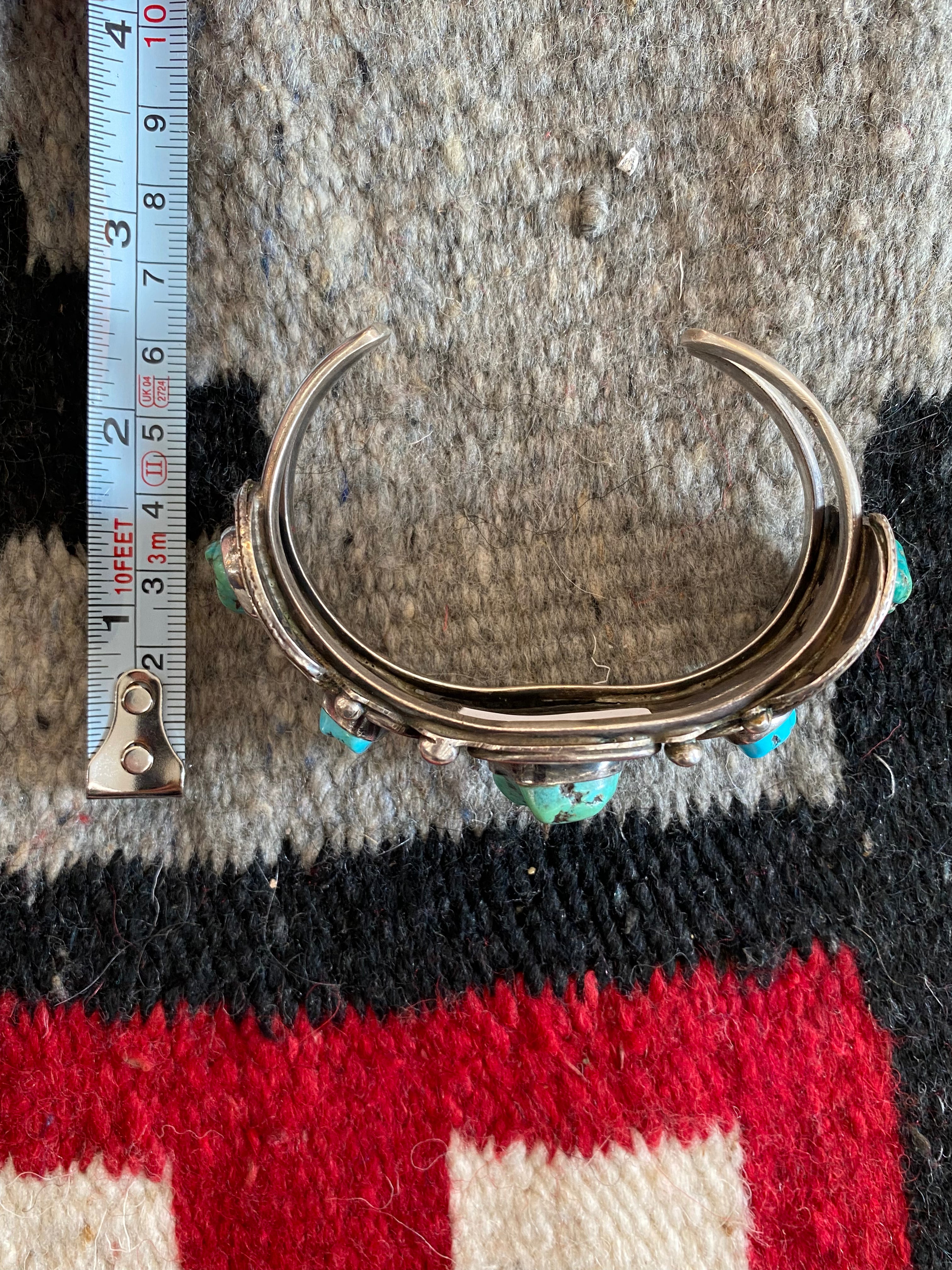 Chunky Turquoise Sterling Silver Navajo Cuff