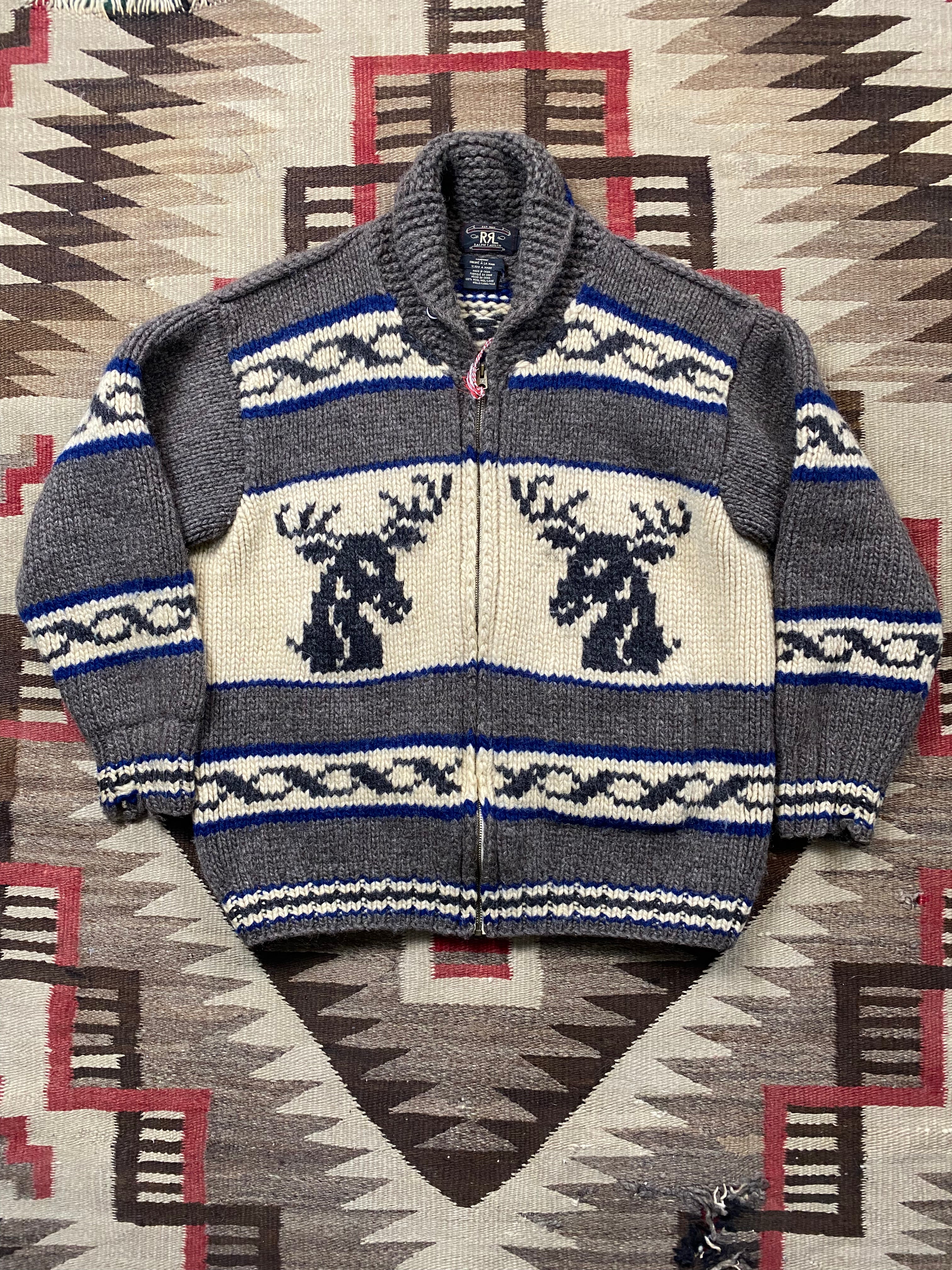 RRL Deer & Eagle Hand-Knitted Cowichan