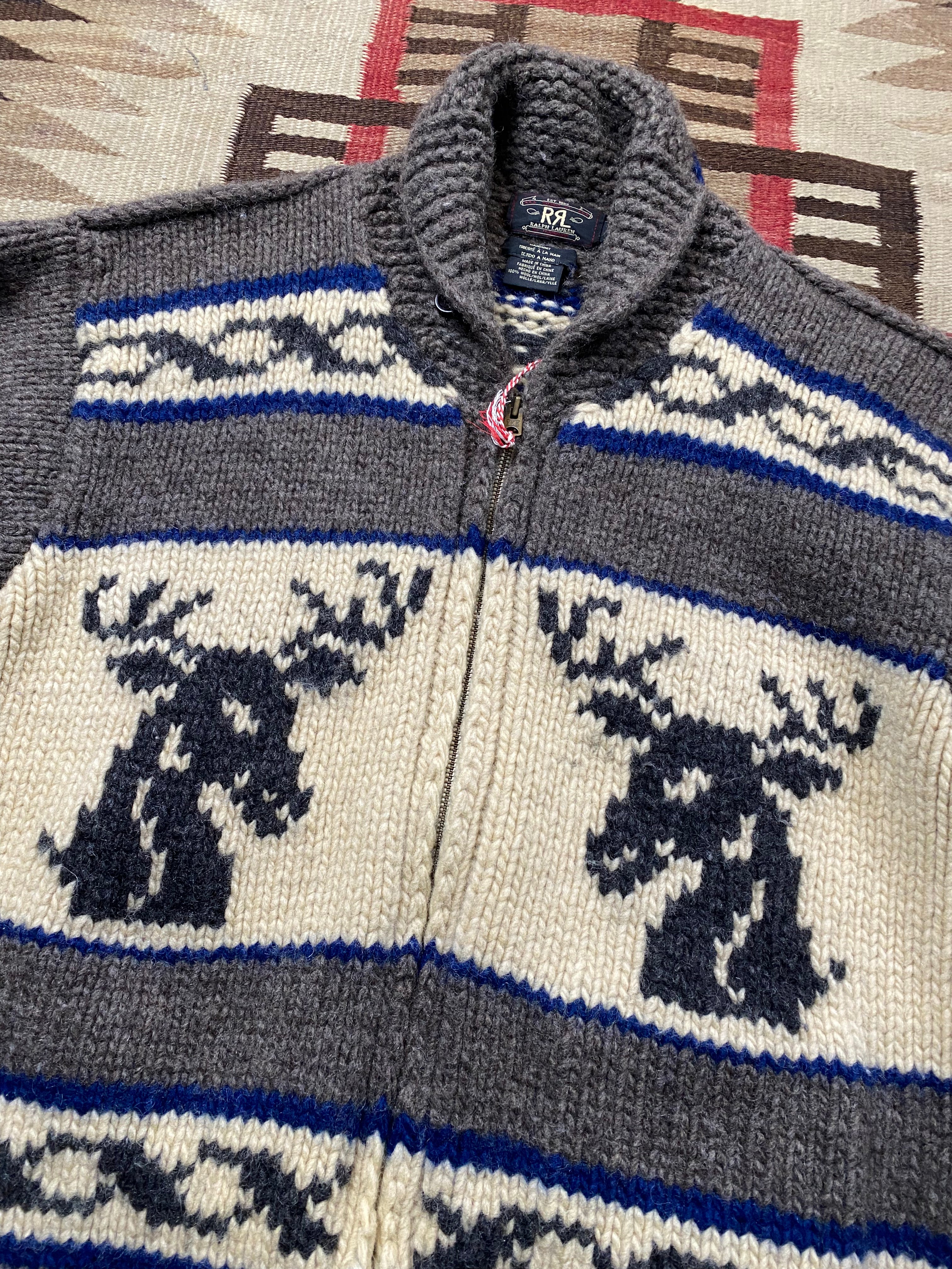 RRL Deer & Eagle Hand-Knitted Cowichan