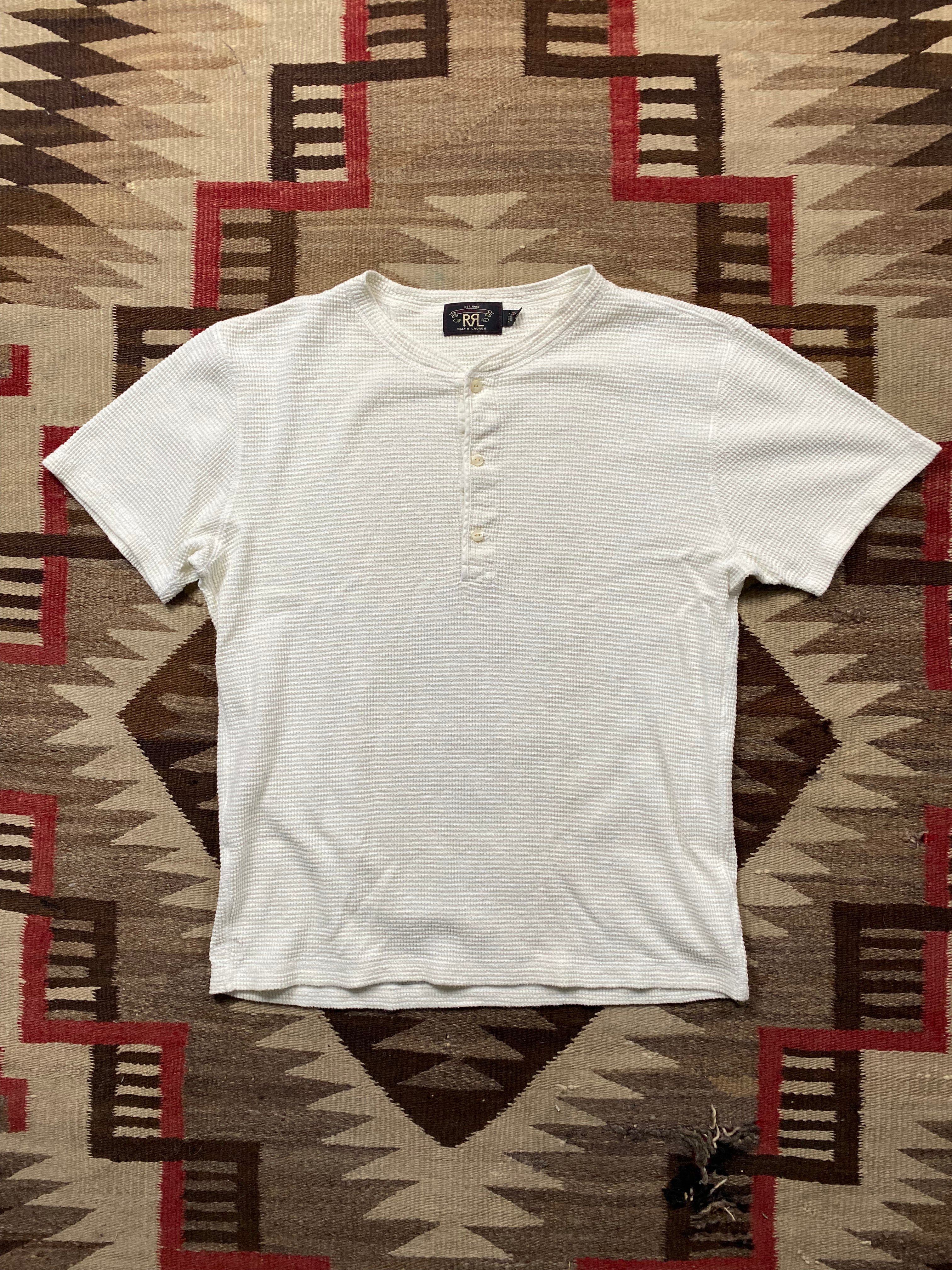 RRL White Waffle Henley Shirt