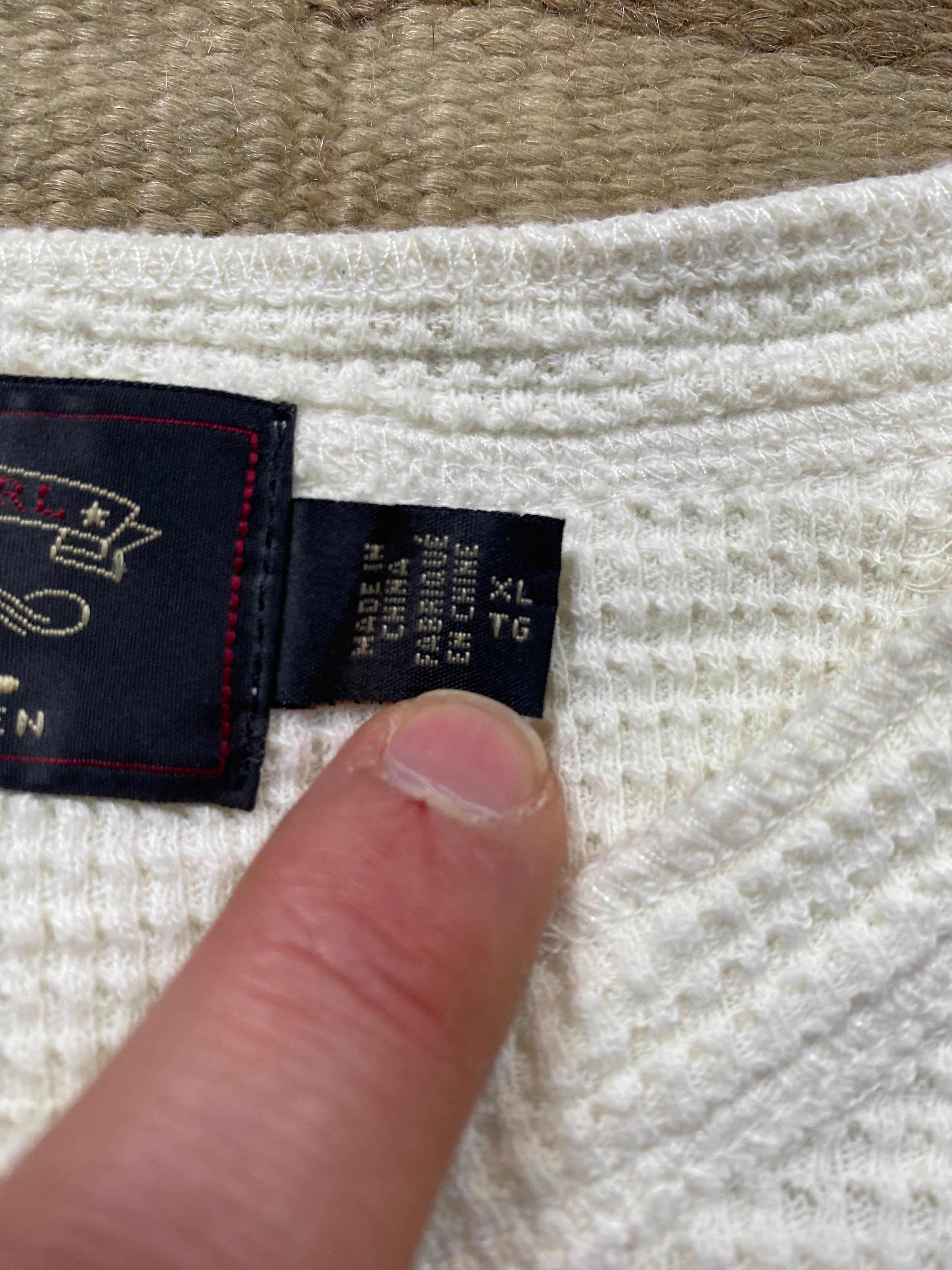 RRL White Waffle Henley Shirt