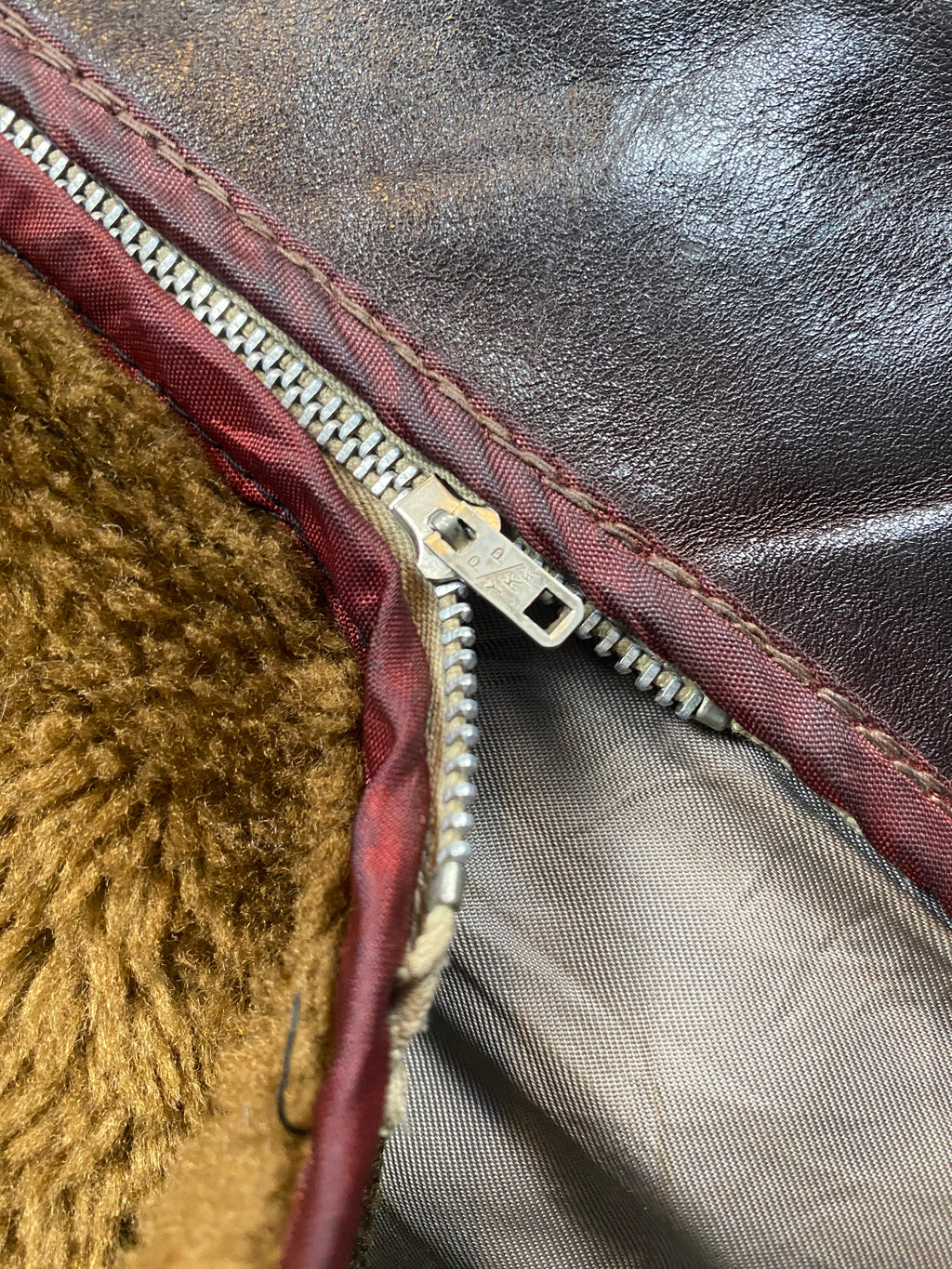 Schott NYC 1970's Leather Jacket With Shearling Collar