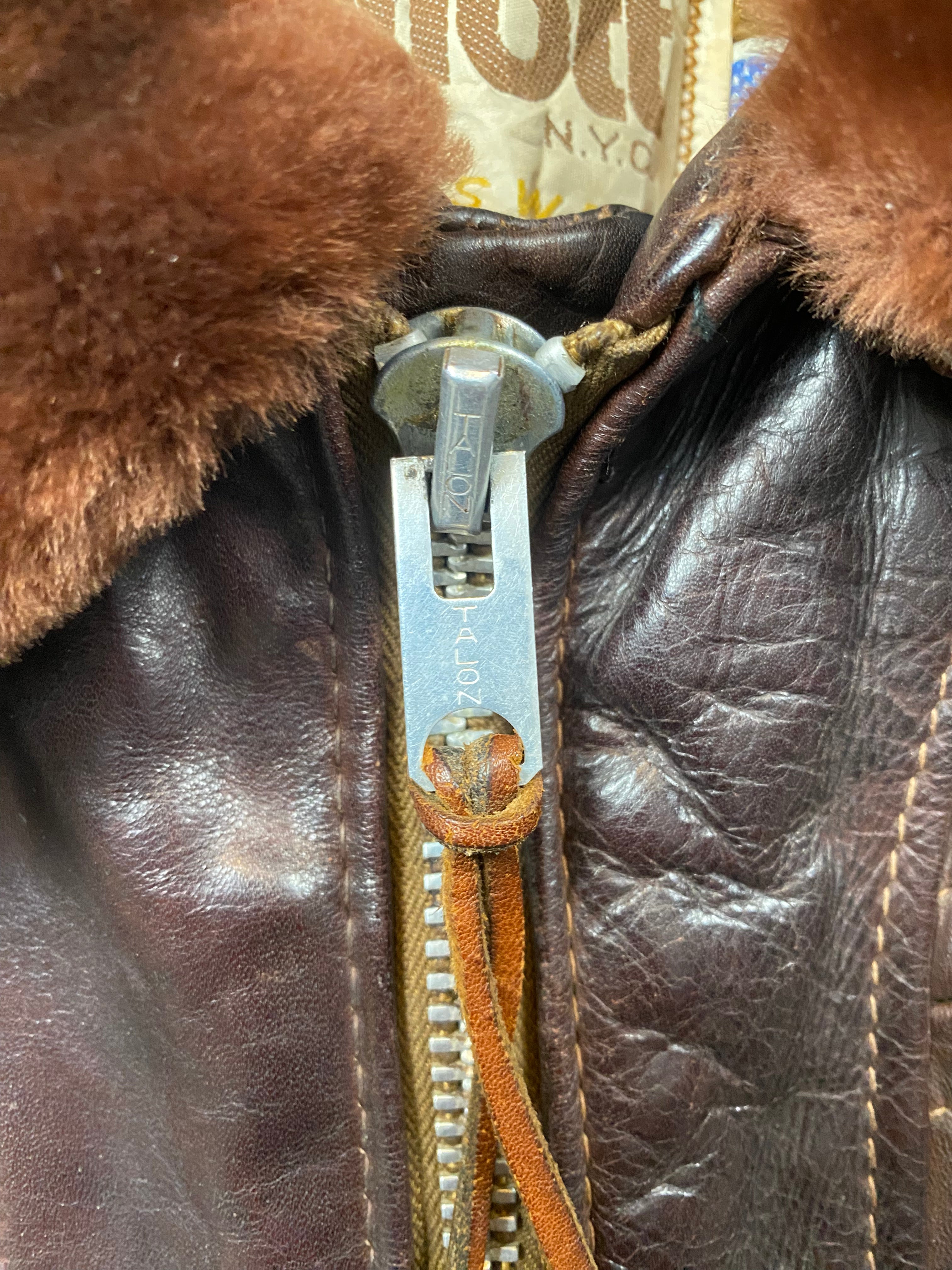 Schott NYC 1970's Leather Jacket With Shearling Collar