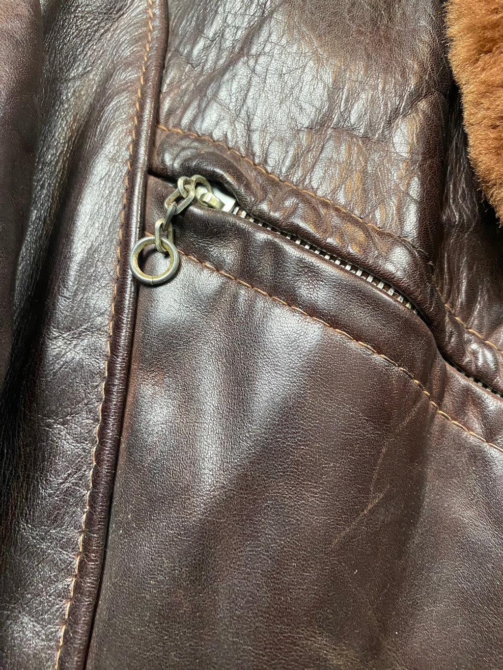 Schott NYC 1970's Leather Jacket With Shearling Collar