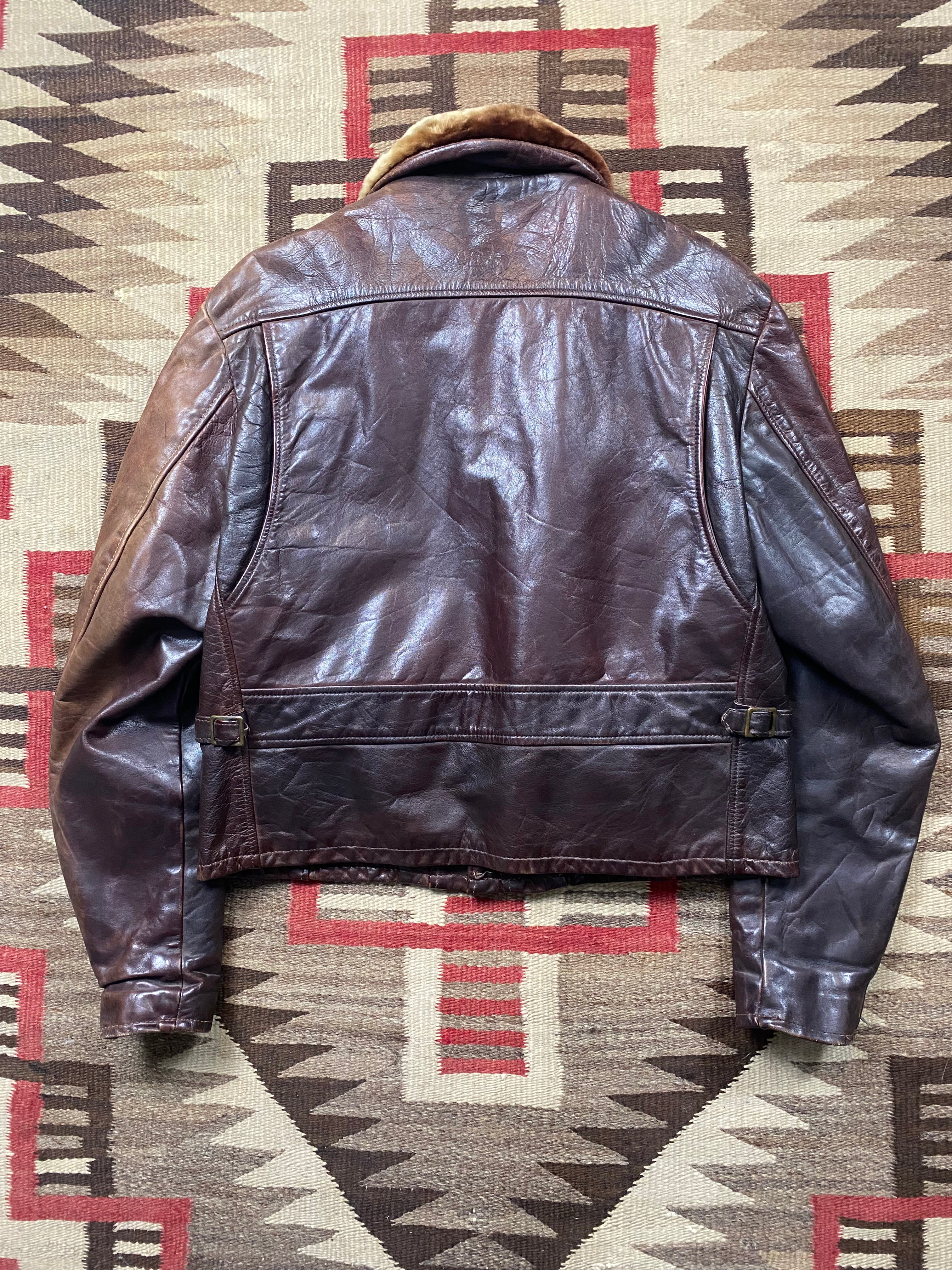 Schott NYC 1970's Leather Jacket With Shearling Collar