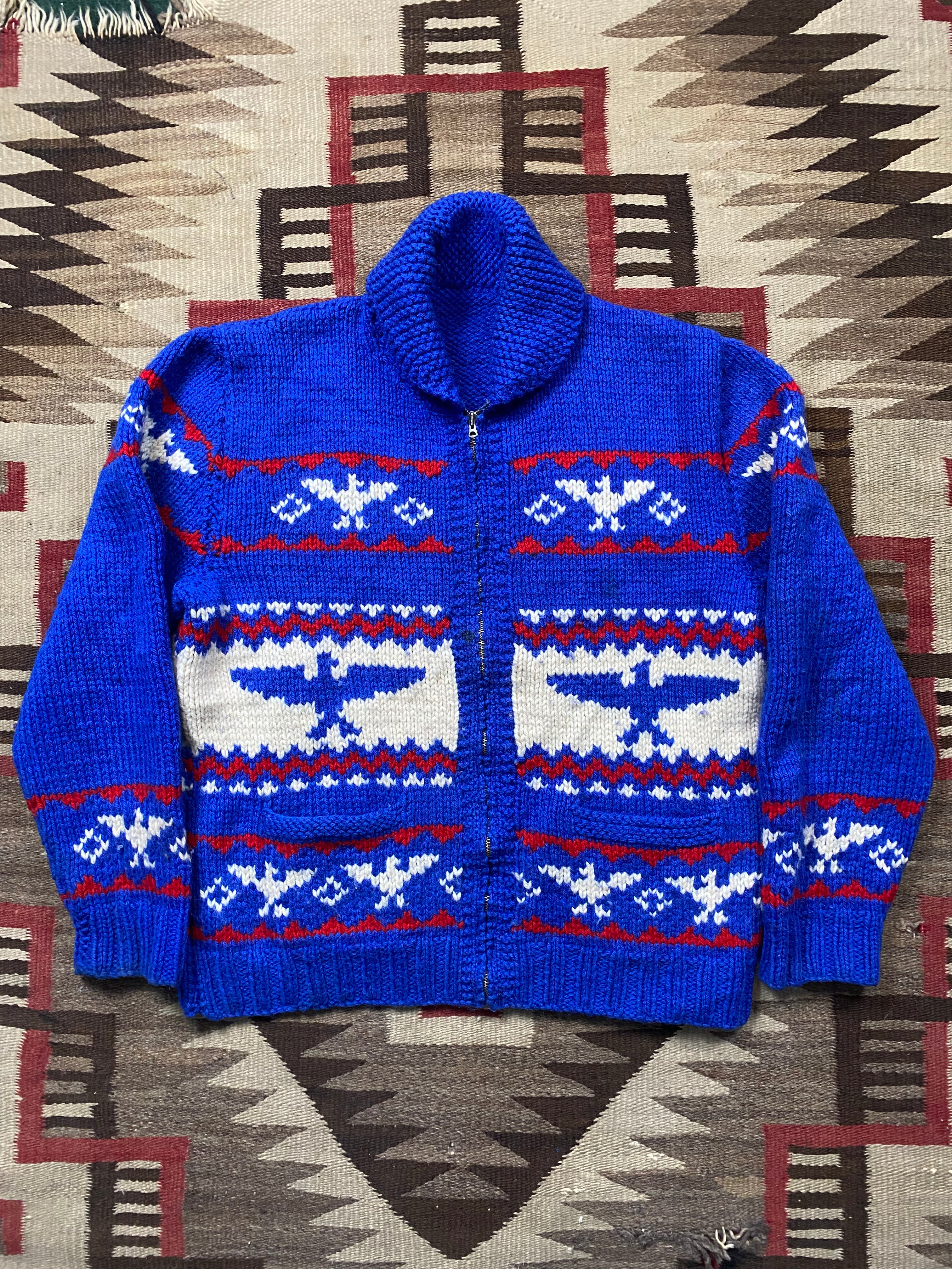 Blue Thunderbird Cowichan With Red & White Details