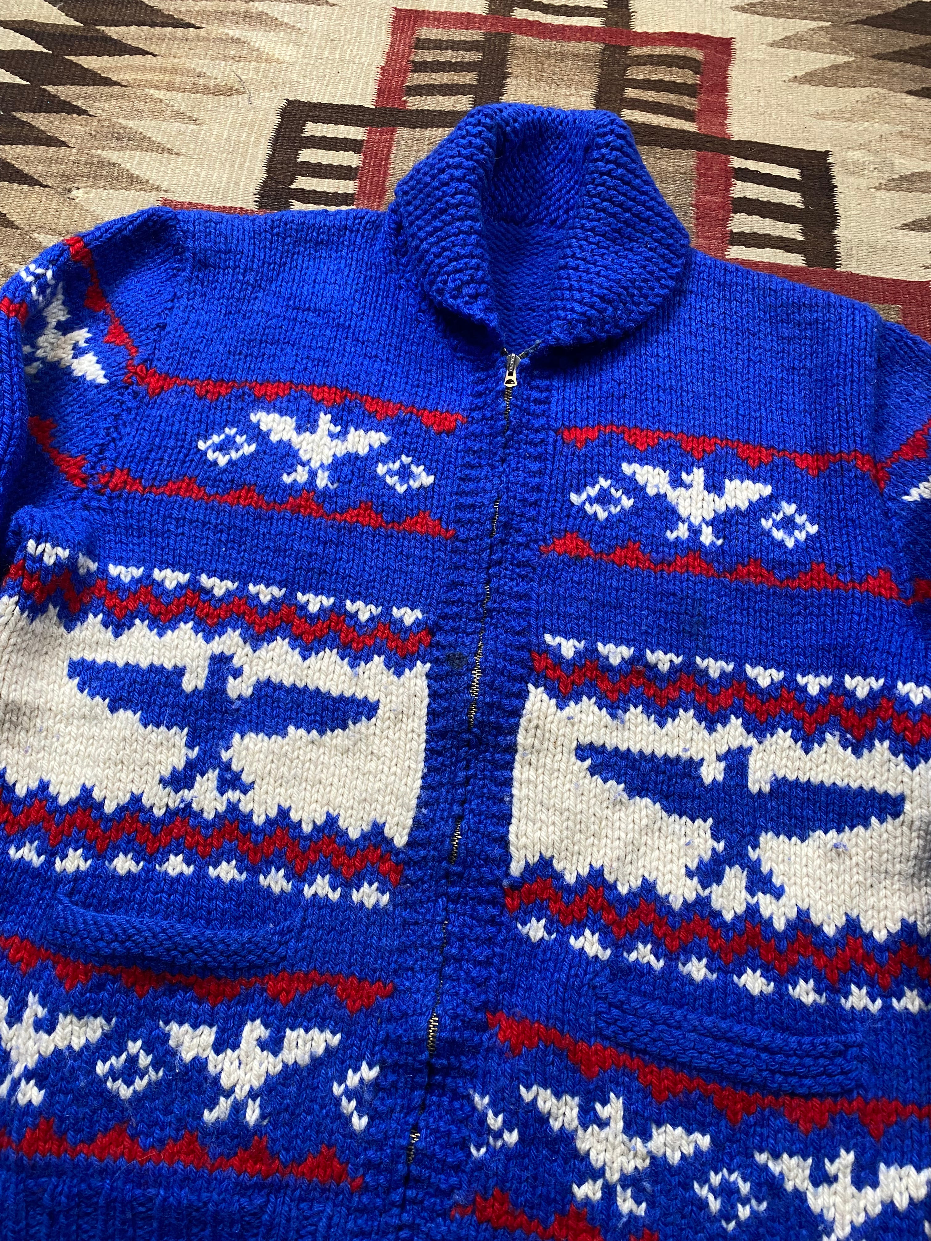 Blue Thunderbird Cowichan With Red & White Details