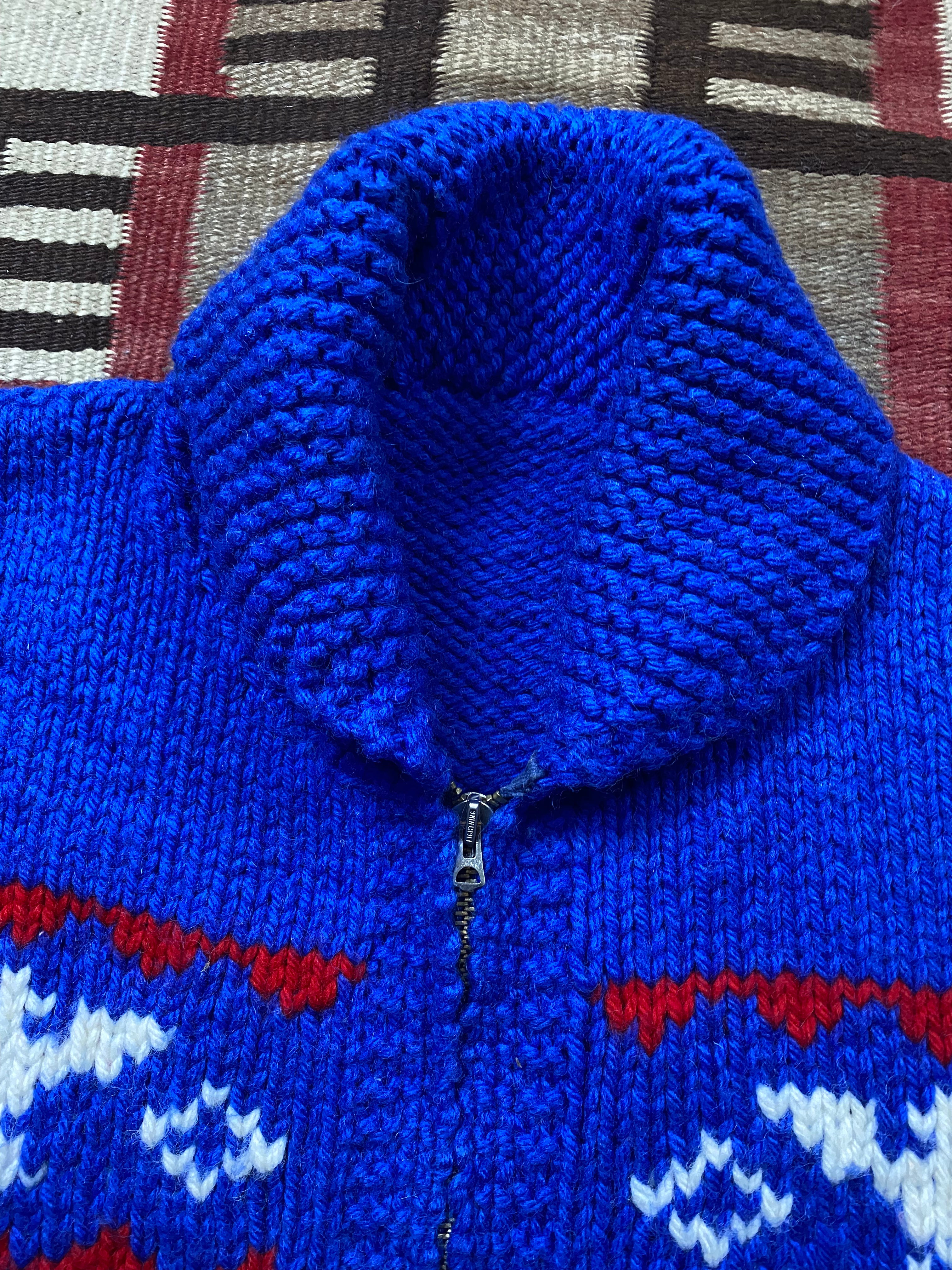 Blue Thunderbird Cowichan With Red & White Details