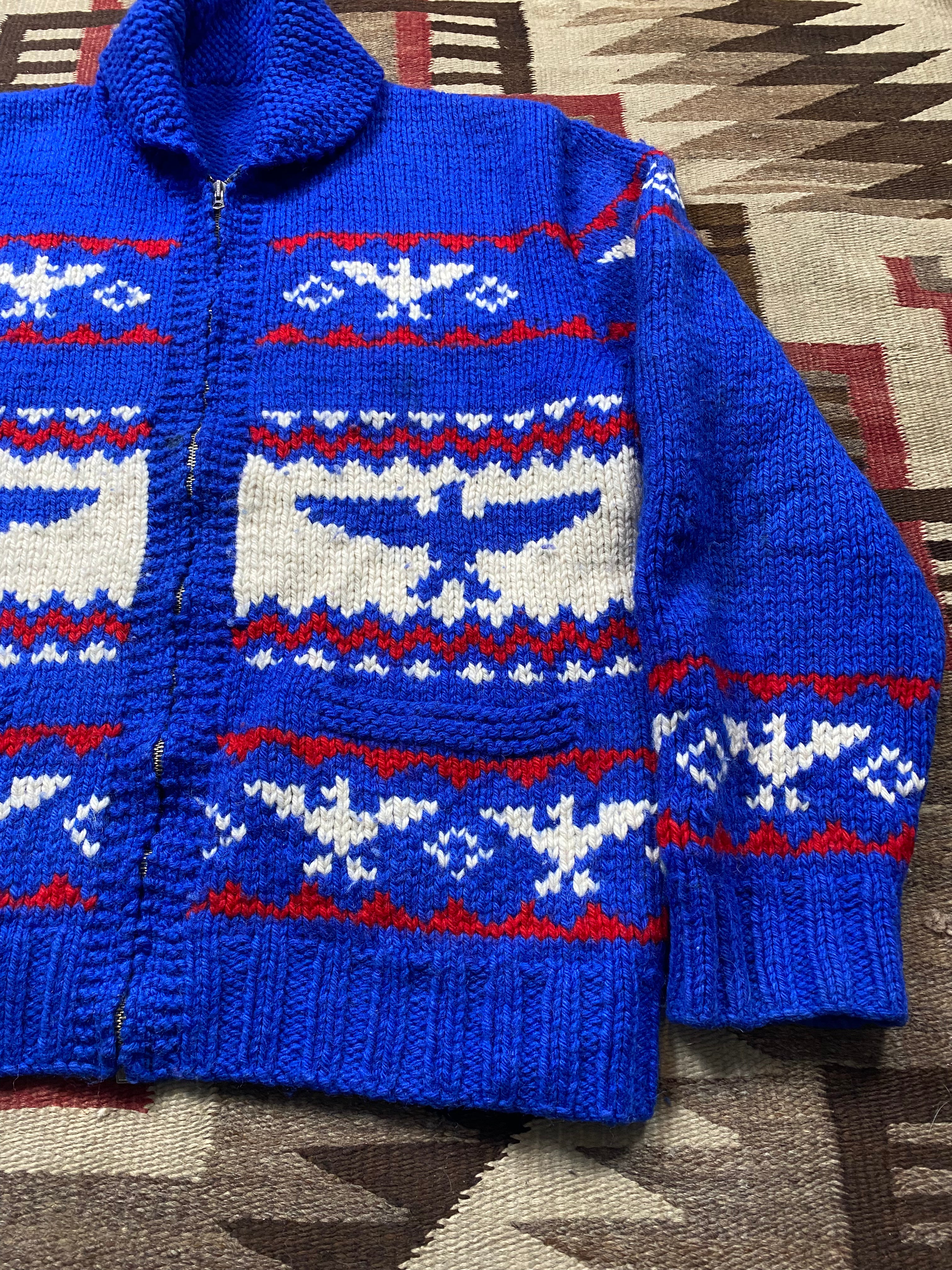 Blue Thunderbird Cowichan With Red & White Details