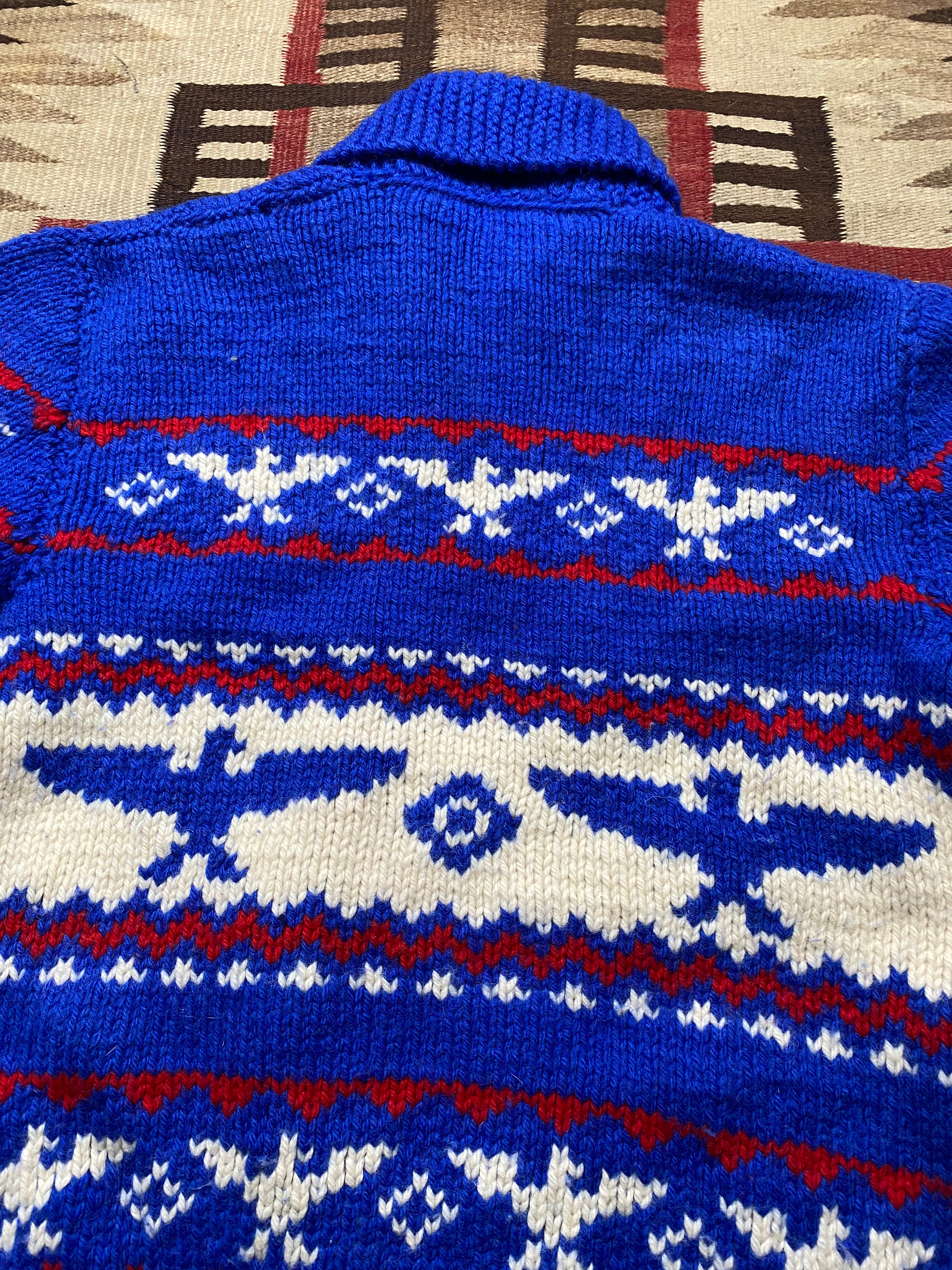 Blue Thunderbird Cowichan With Red & White Details