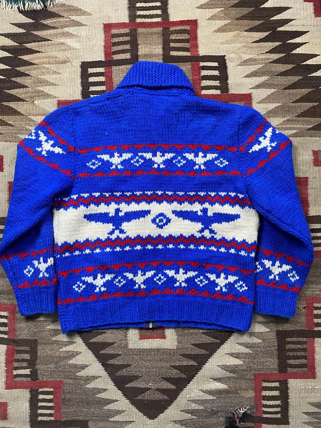 Blue Thunderbird Cowichan With Red & White Details