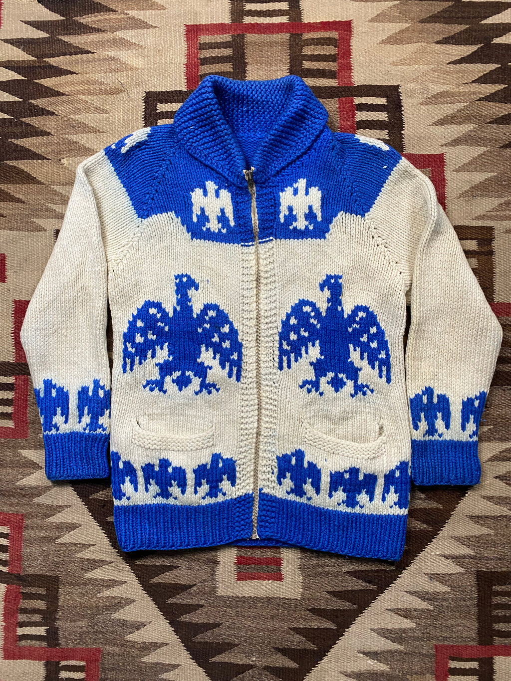 Hand Knitted Two Tone Thunderbird Cowichan